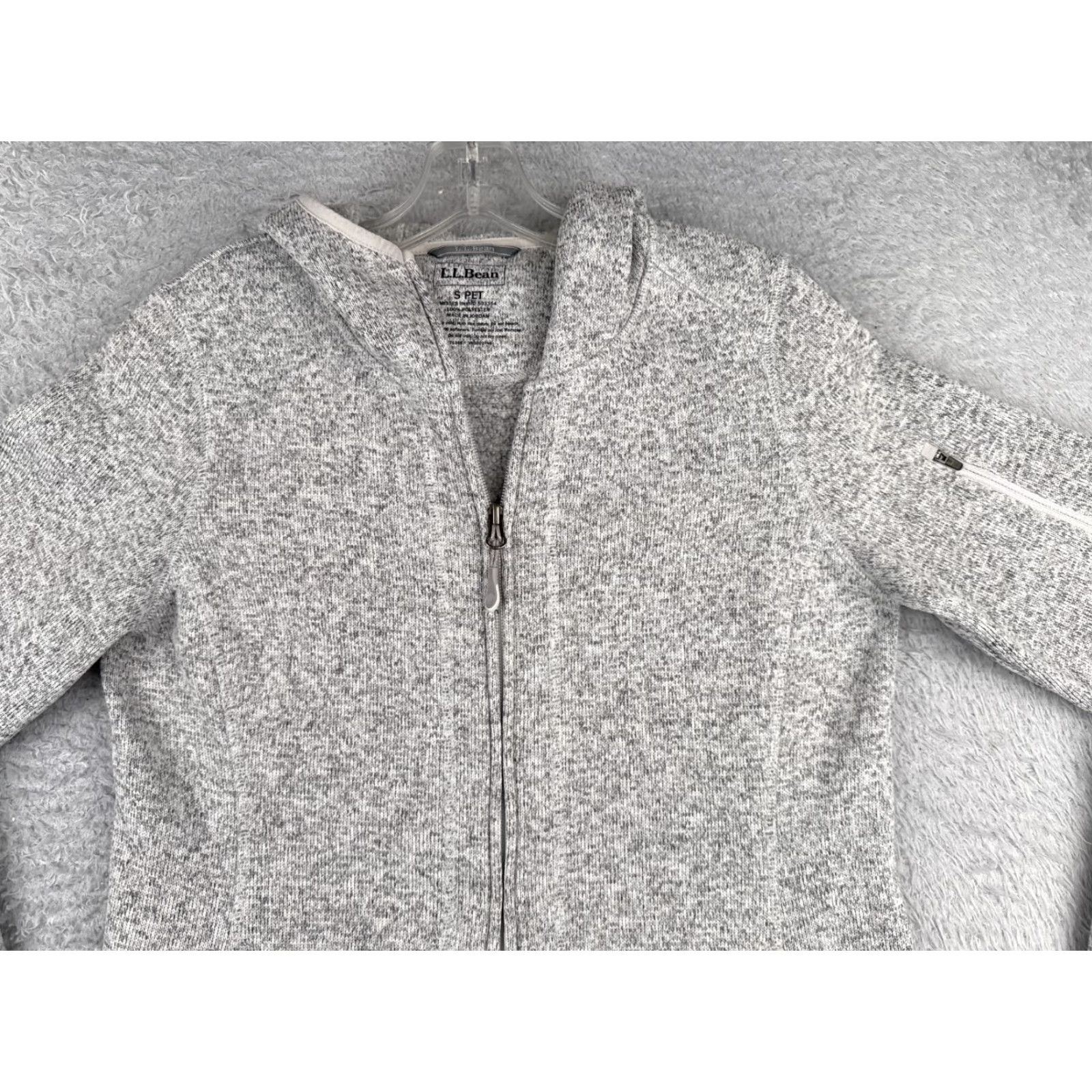 Vintage LL Bean Jacket Womens Small Gray Knit Shell Full Zip Hoodie 100% Polyester Hike Size S / US 4 / IT 40 - 4 Thumbnail