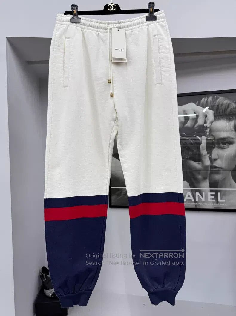 Gucci Gucci Size M White and blue college-style trousers Size US 32 / EU 48 - 1 Thumbnail