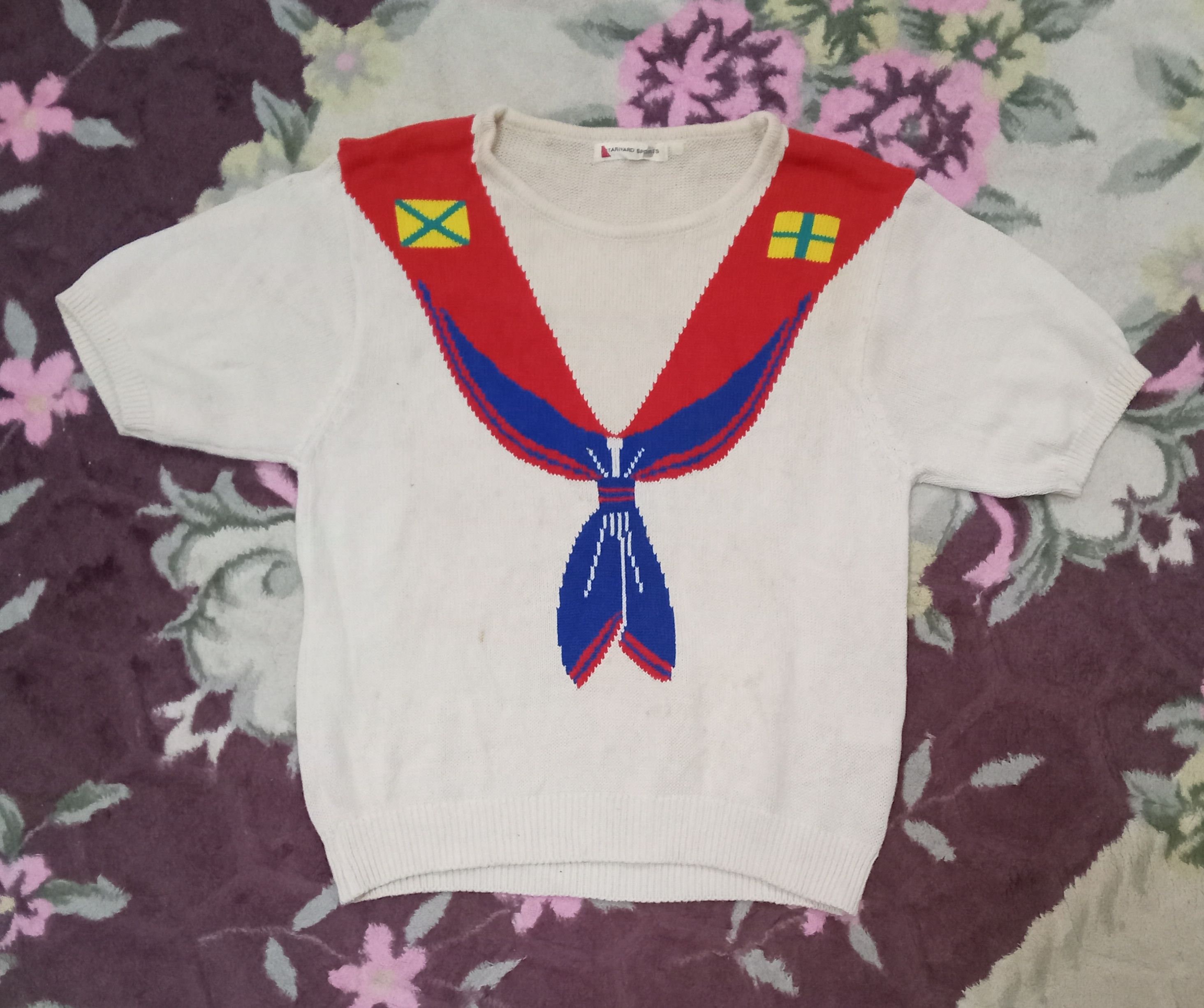 Japanese Brand × Vintage Itariyard Sports Naval Theme Short Sleeve Vintage Knitwear Size S / US 4 / IT 40 - 1 Thumbnail