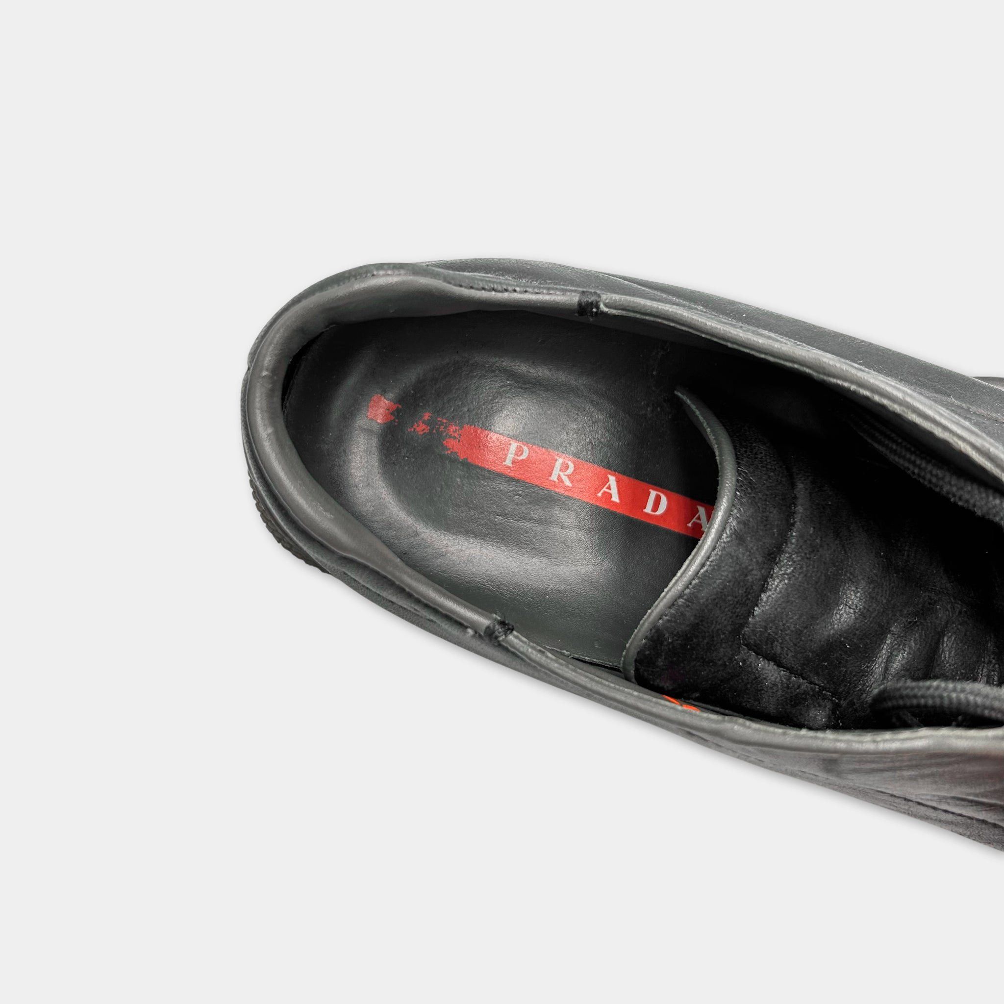 Prada Prada 2000s Black Leather Sneakers Size US 9 / IT 39 - 6 Thumbnail