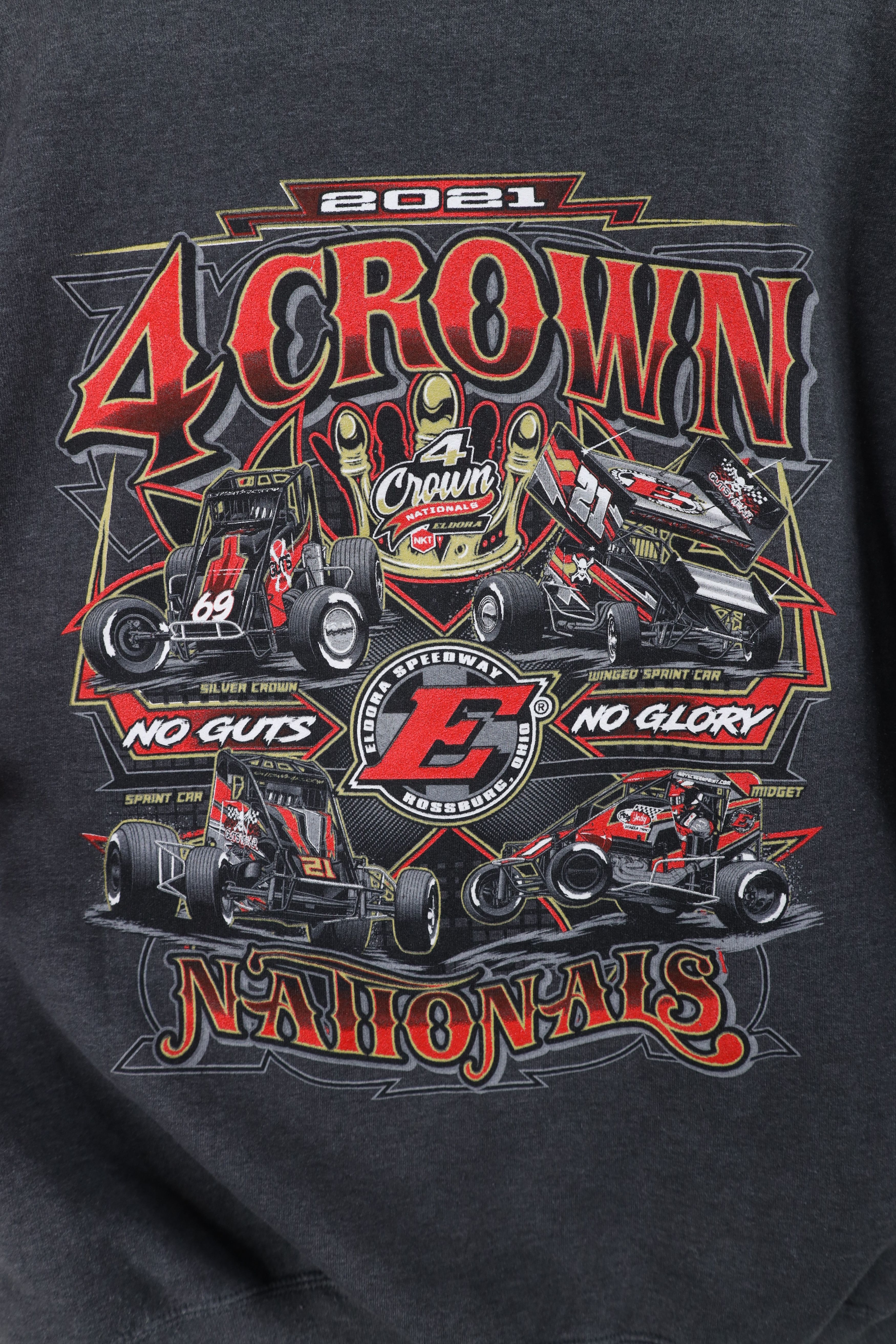 Vintage Streetwear 2021 Crown Nationals Eldora Speedway Hoodie Gray Size US L / EU 52-54 / 3 - 11 Thumbnail