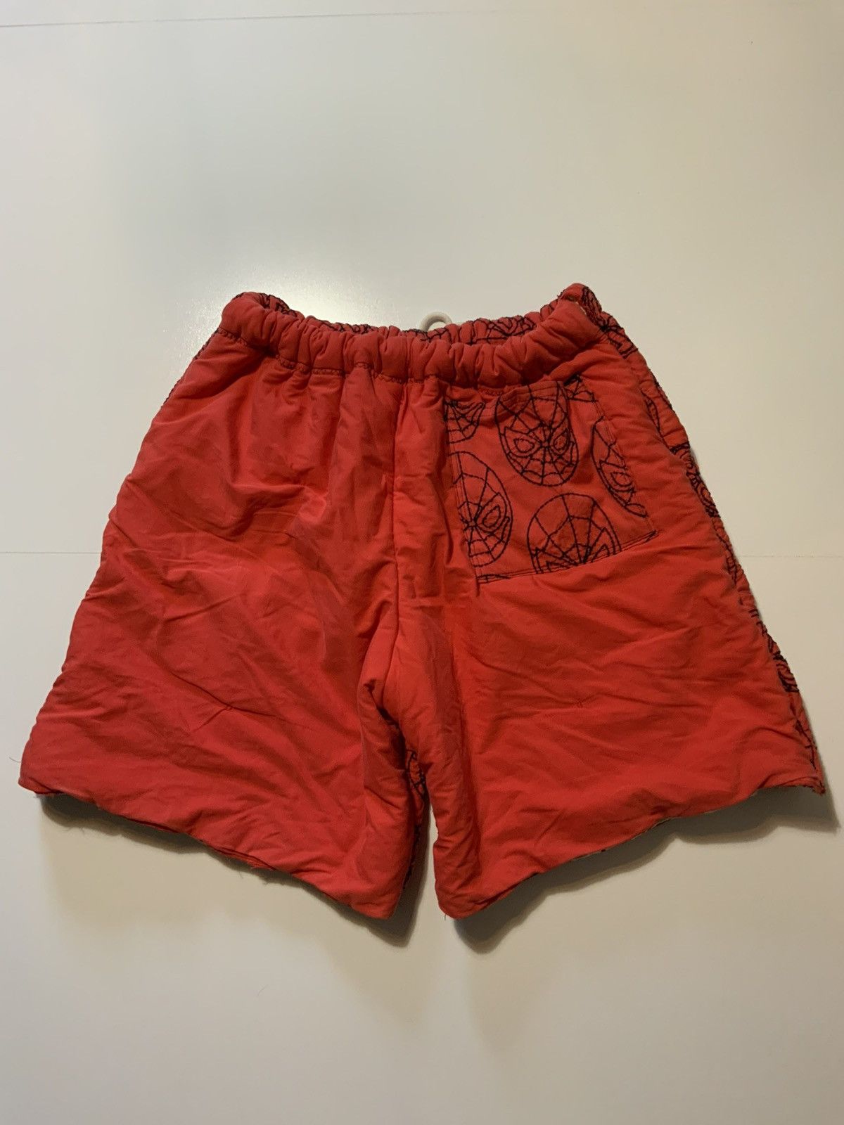 Vintage Marvel Comics Spider-Man Web Mask Quilted Reworked Shorts Size US 34 / EU 50 - 3 Thumbnail