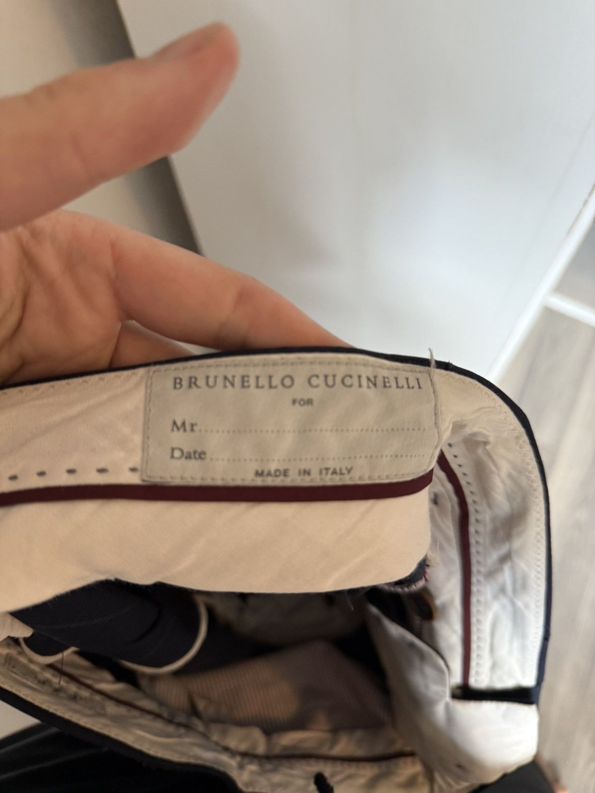 Brunello Cucinelli Brunello Cucinelli Navy Pinstripe Wool Trousers Size US 34 / EU 50 - 11 Thumbnail