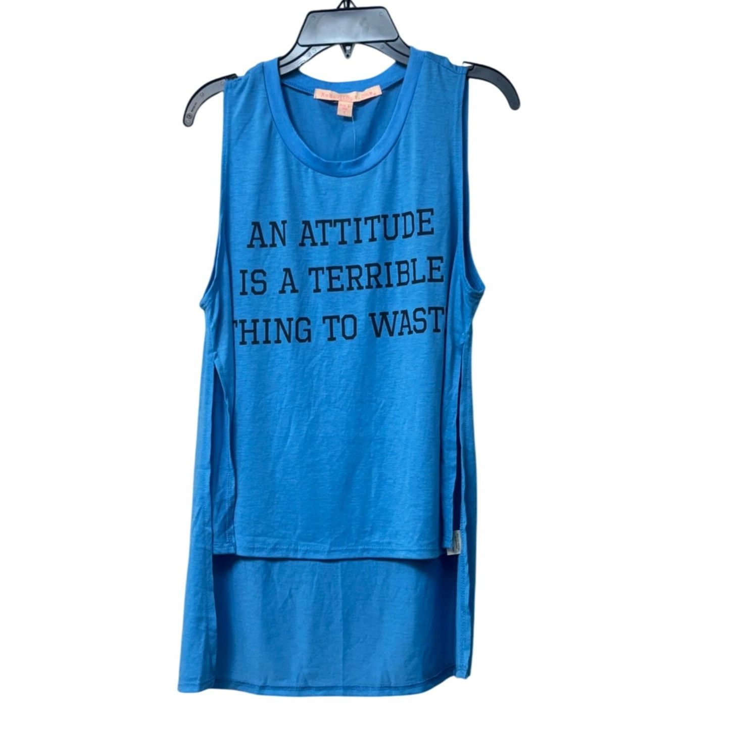 Other Rebellious One Junior’s High-Low Graphic Tank Top, Neon Blue Size S / US 4 / IT 40 - 9 Thumbnail