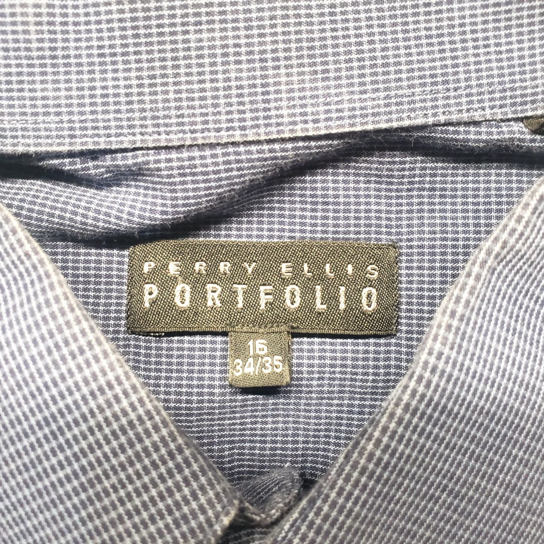 Perry Ellis Perry Ellis Blue Long Sleeve Button Up Shirt Adult Men Size 16 Color Blue 100% Cotton Button-Up Shirt Mens Regular Long Sleeve Check Size US L / EU 52-54 / 3 - 2 Thumbnail