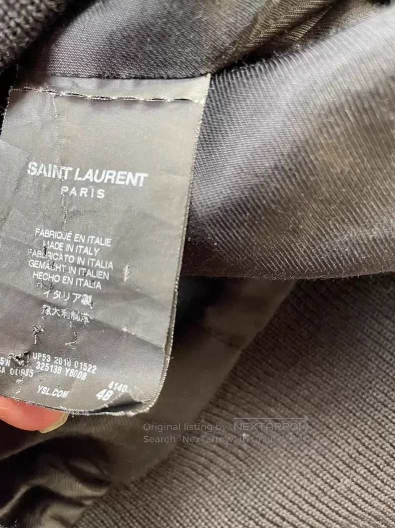 Saint Laurent Paris Saint Laurent Paris Navy Blue Wool and Leather Baseball Ja Size US M / EU 48-50 / 2 - 7 Thumbnail