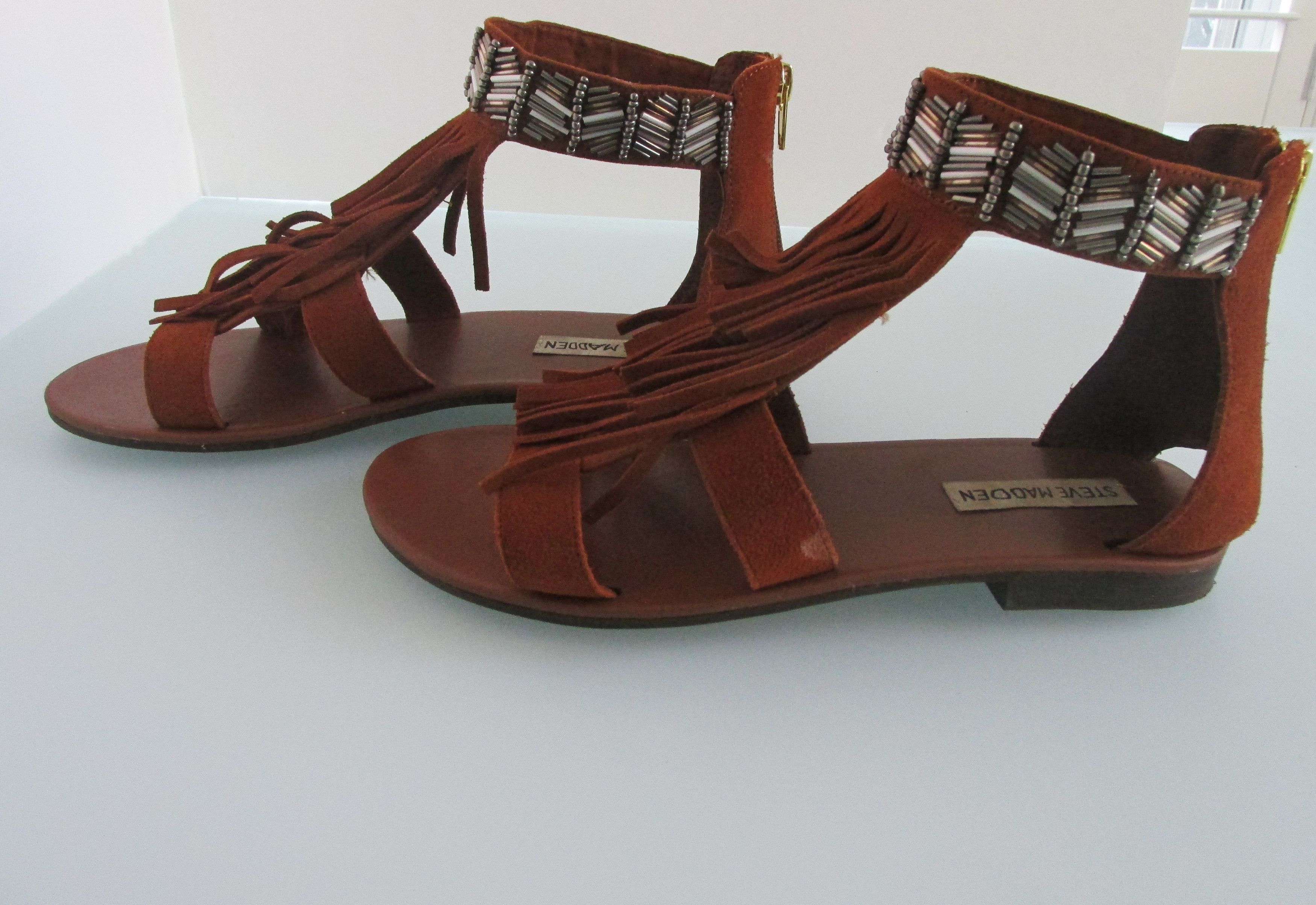 Steve Madden Steve Madden (Giaani) Women's Fringe/Beaded Sandals Size 8 M Size US 8 / IT 38 - 3 Thumbnail