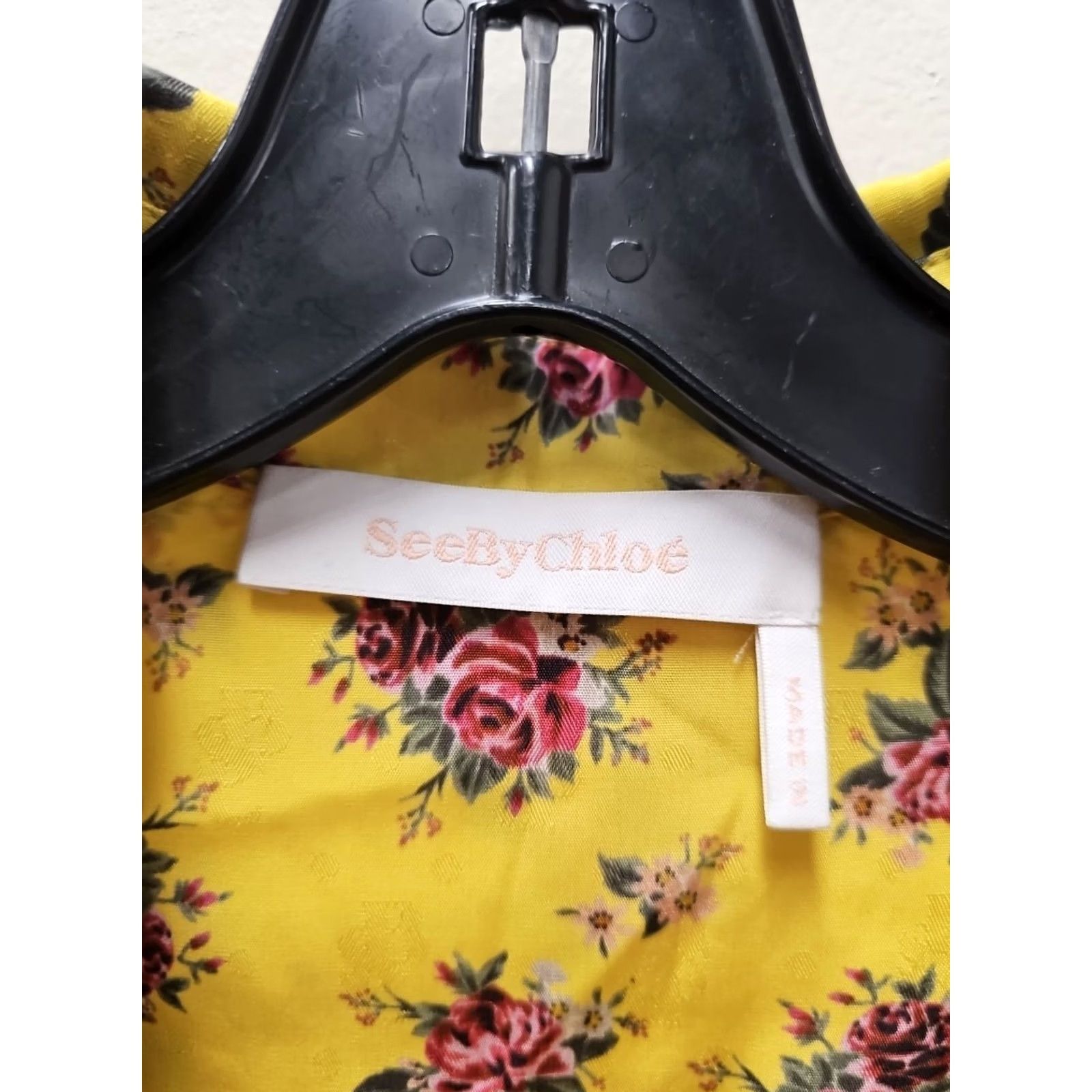 Vintage See By Chloe Yellow Floral Blouse Womens 38 Regular Long Sleeve Lace Ruffle Lightweight Casual Spring Summer Size XS / US 0-2 / IT 36-38 - 2 Thumbnail