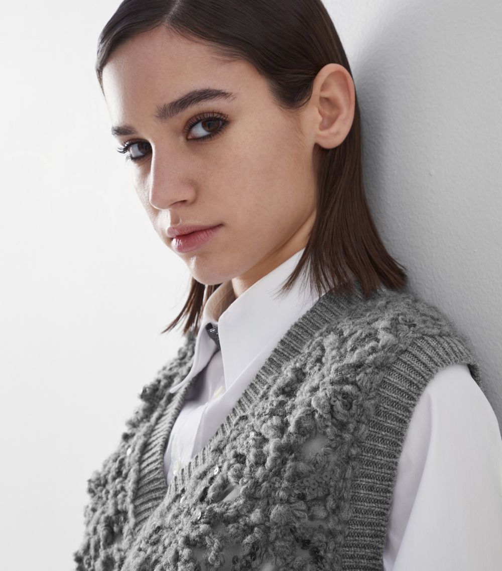 Brunello Cucinelli o1la1rc1a0325 Knitted Vest in Grey Size S / US 4 / IT 40 - 4 Thumbnail