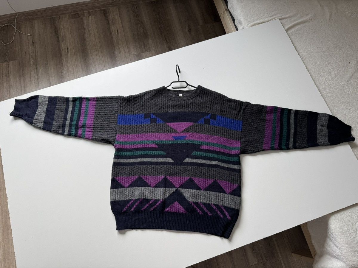 Vintage Vintage Aztec Print Wool Boxy Fit Sweater grandpa knit ald Size US L / EU 52-54 / 3 - 7 Thumbnail