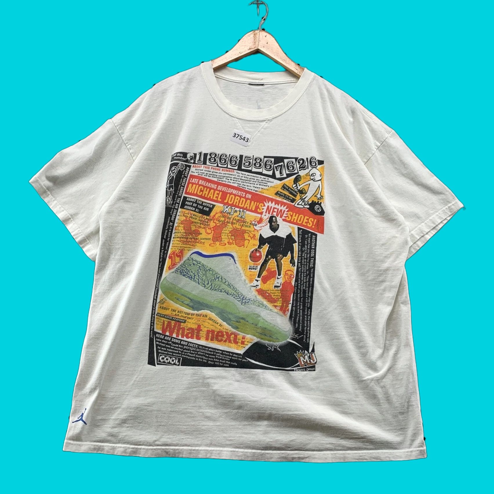 VINTAGE Jordan Shirt Men 3XL White 90s Sports Graphic XI 11 Rare Michael