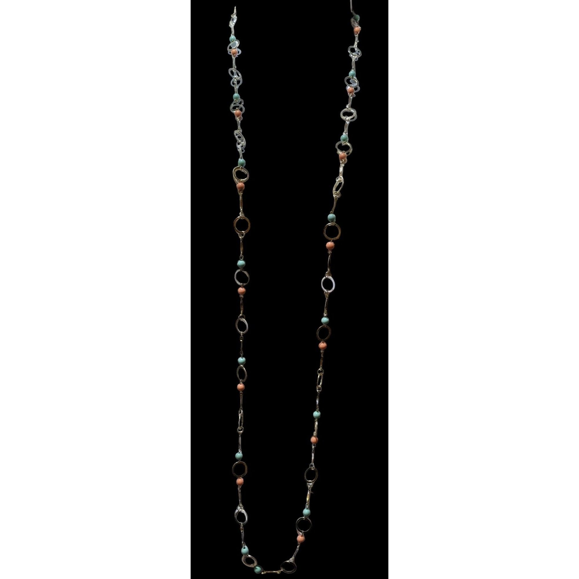 Other Retro Hoop Link Pink And Blue Beaded Necklace Size ONE SIZE - 3 Thumbnail