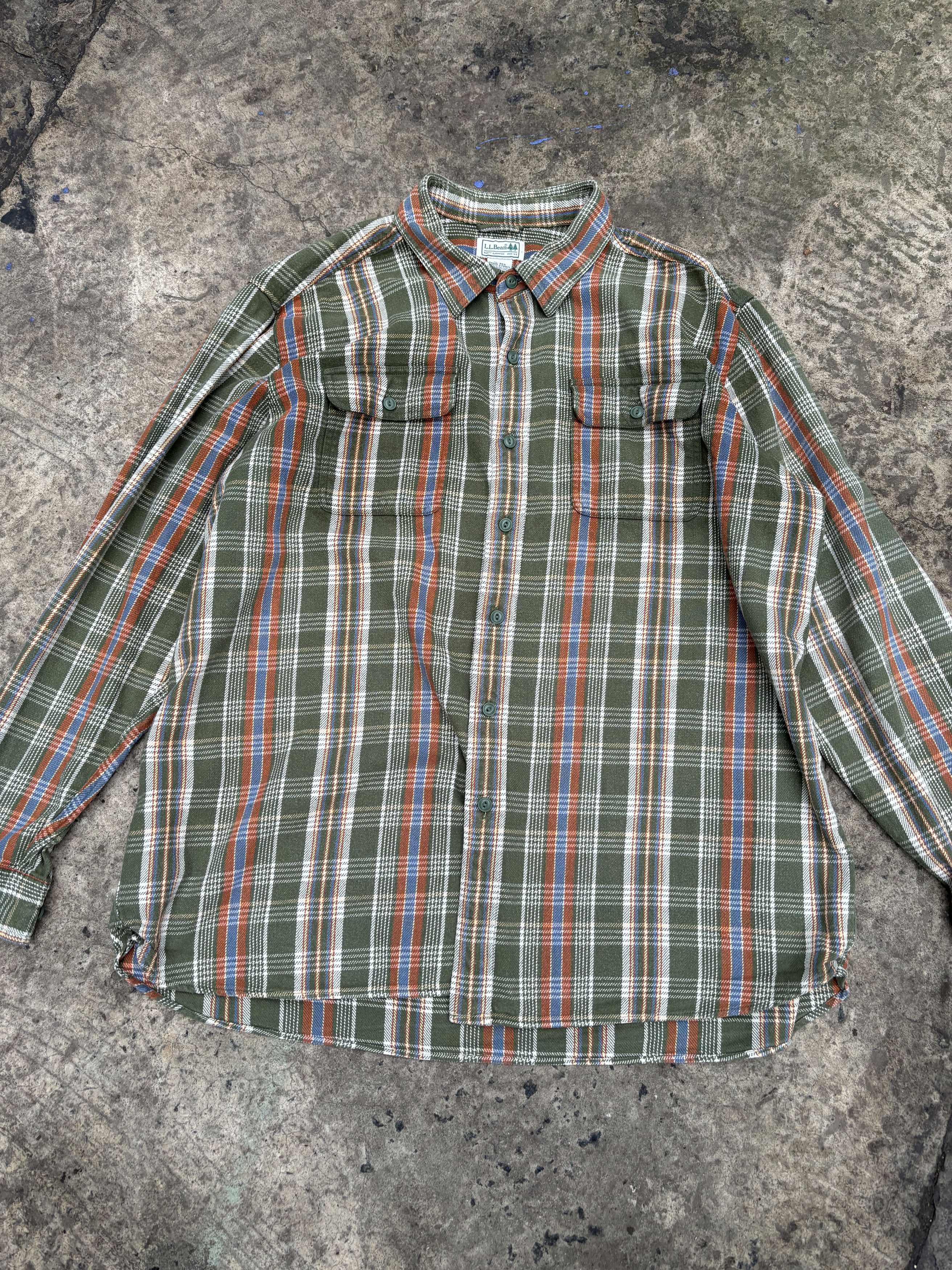 L.L. Bean × Vintage Vintage L.L.Bean Checked Flannel Green Shirt Size US XL / EU 56 / 4 - 2 Thumbnail