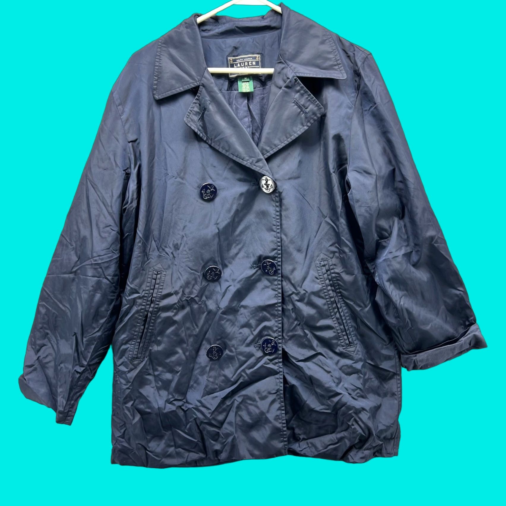 Ralph Lauren VINTAGE Lauren Ralph Lauren Jacket Womens Medium Navy Double Breasted Peacoat Anchor Navy Jacket Women M Navy Peacoat Anchor Rain Coat Size M / US 6-8 / IT 42-44 - 1 Thumbnail