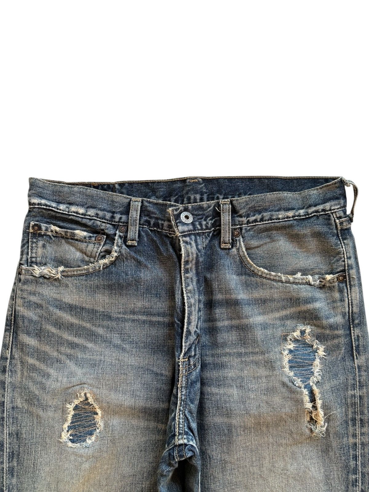 LVC × Levi's × Levi's Vintage Clothing Vintage 90s Levis 507 Patch Mud Wash Distress Rip Flare Jean Size US 31 - 4 Thumbnail