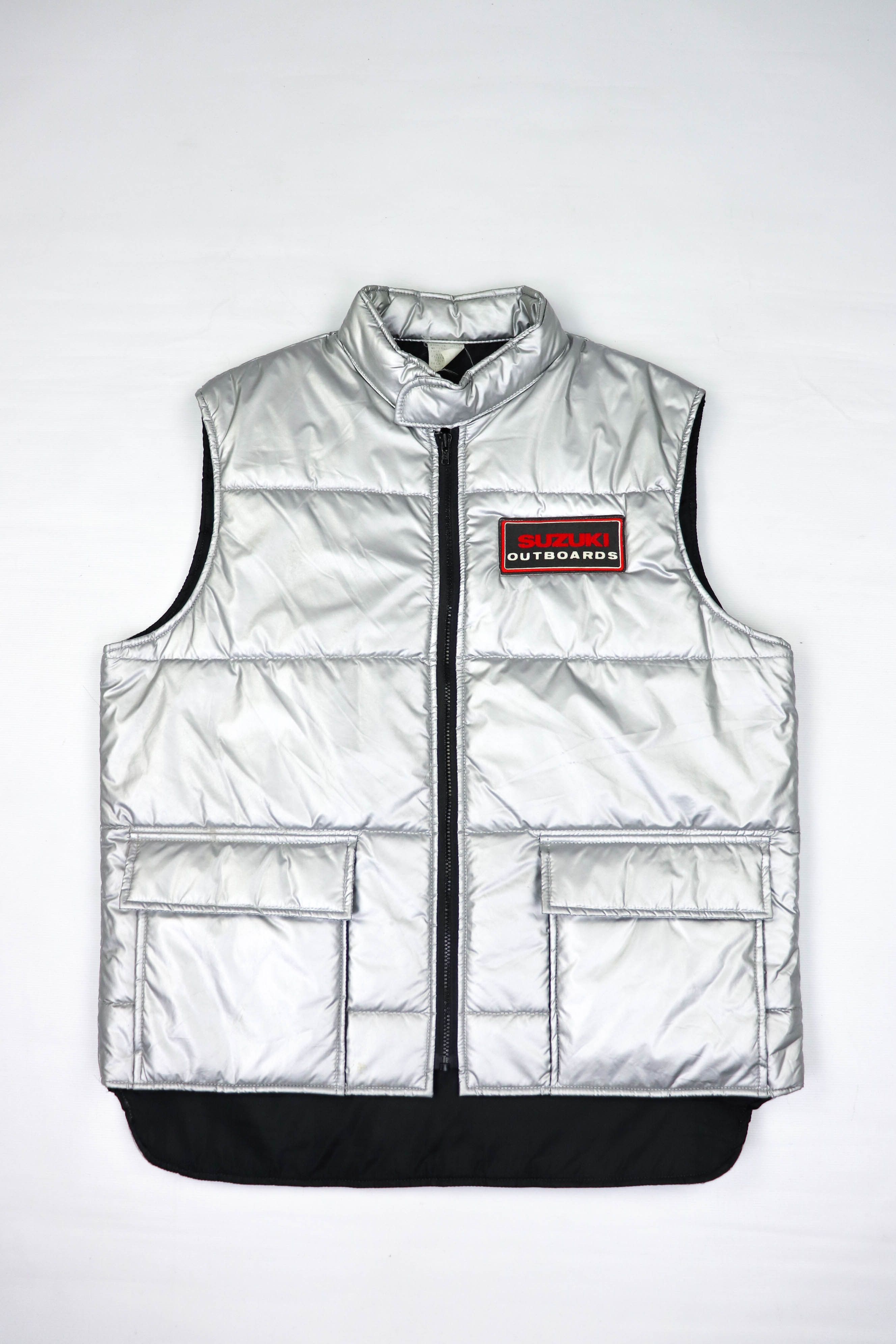 Vintage 90s Vintage Suzuki Made in Japan Silver Cropped Zip Vest Size US M / EU 48-50 / 2 - 1 Thumbnail
