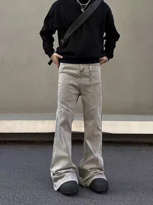 VIBE High Street Gray Straight Micro Flared Jeans Size US 34 / EU 50 - 3 Thumbnail
