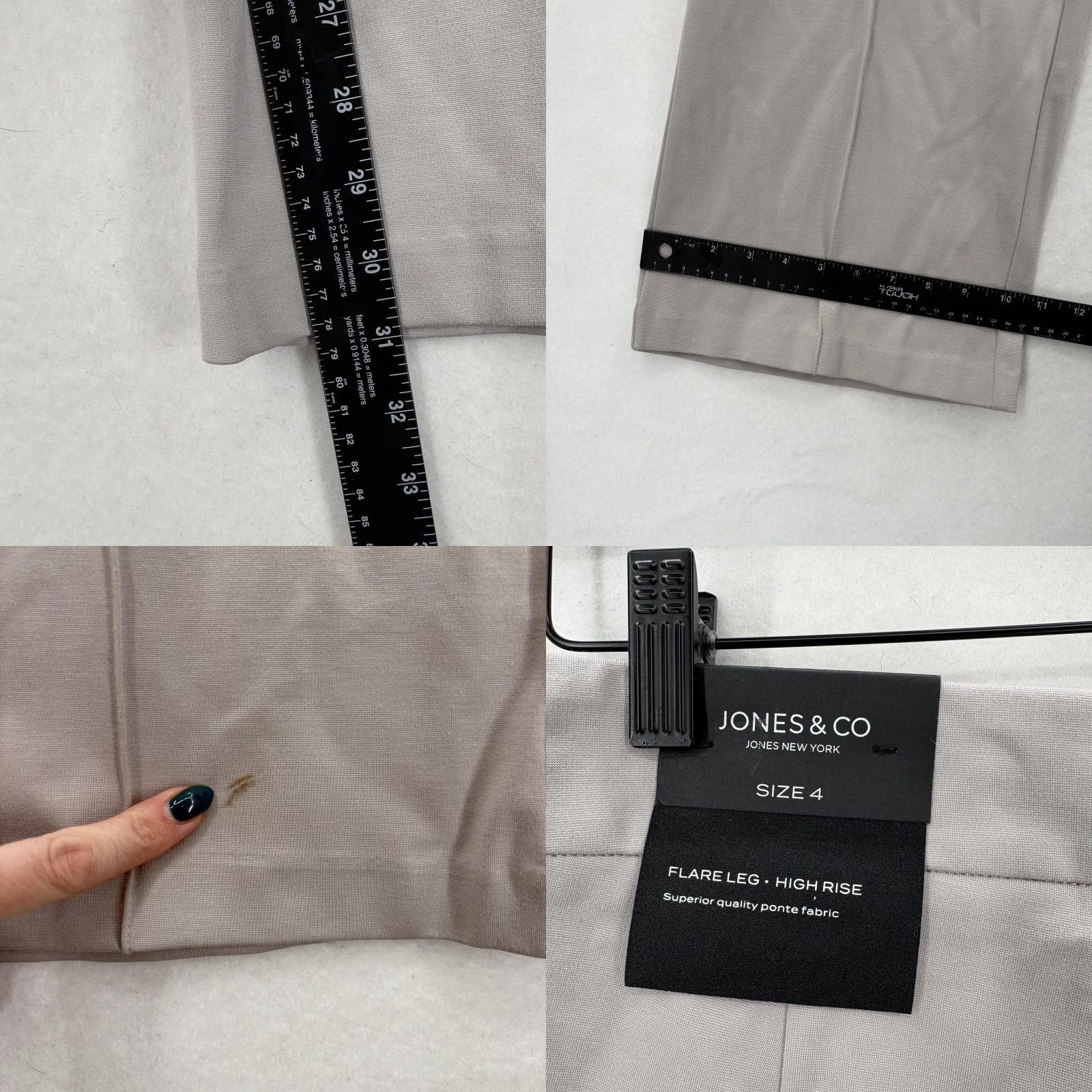 Jones New York Jones New York Flare Leg Pants Womens 4 Gray Ponte Pull On Stretch High Rise Elastic Waist Business Workwear Casual Size 27" / US 4 / IT 40 - 8 Thumbnail