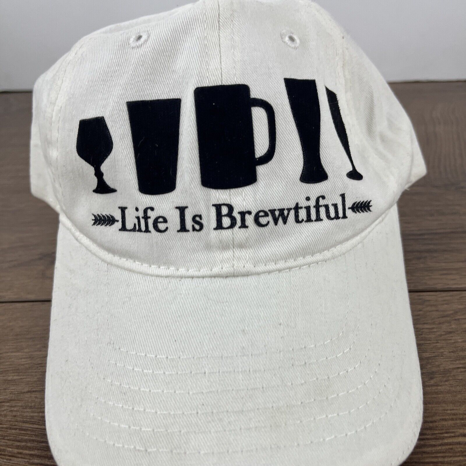 Other Life is Brewtiful Hat Brewtiful White Hat Adjustable Adult S Size ONE SIZE - 6 Thumbnail