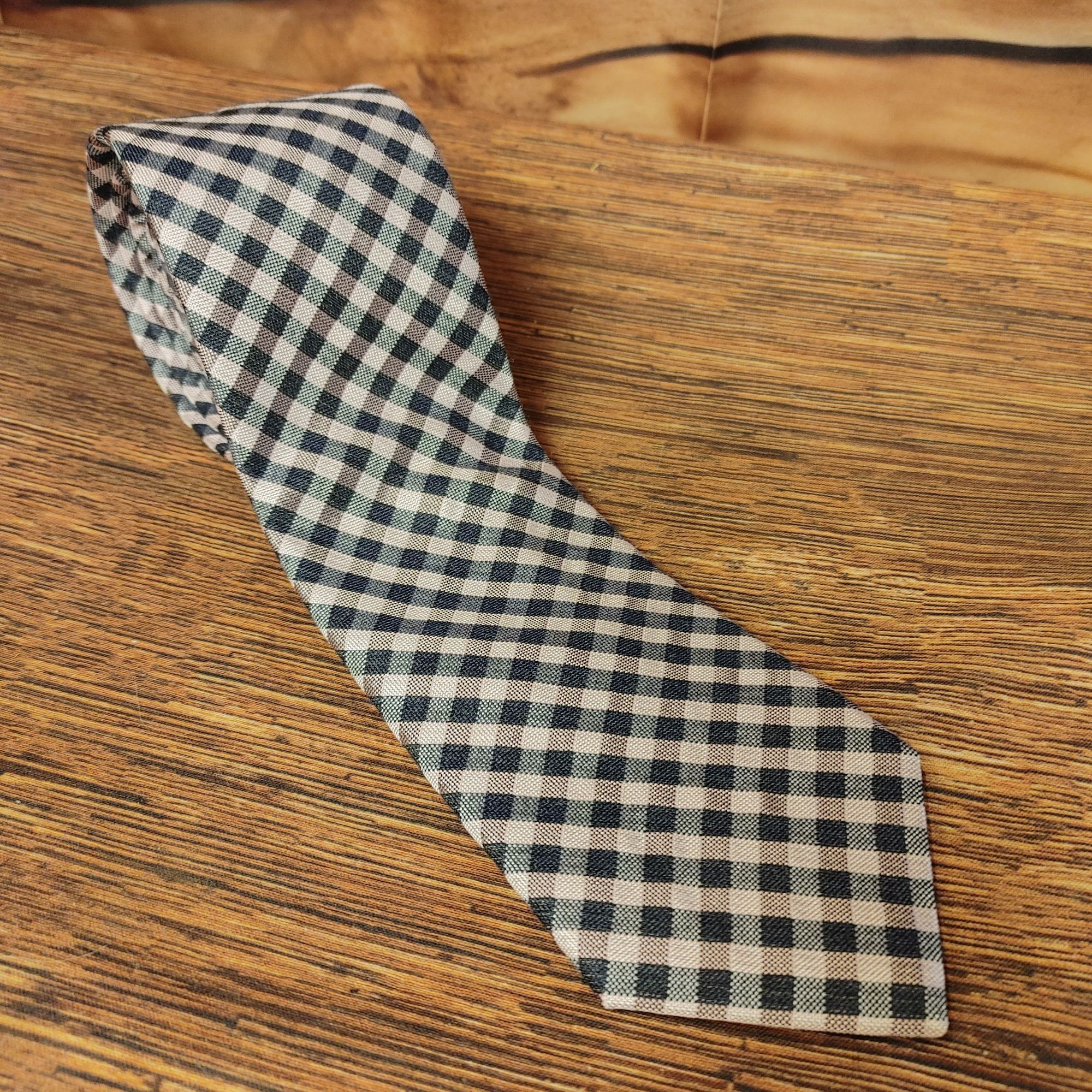 Michael Kors Michael Kors Men's Gray Checker Polyester/Silk Neck Tie Size ONE SIZE - 1 Thumbnail