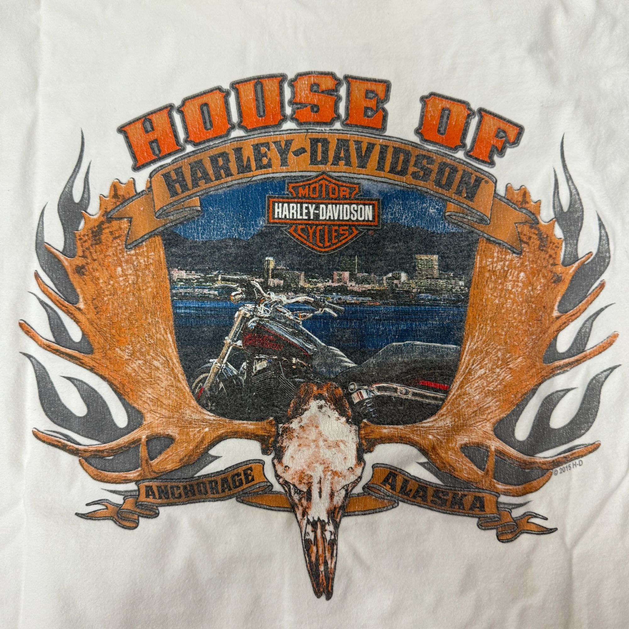 Harley Davidson HD Motorcycle Anchorage ALASKA Biker MOOSE ANTLERS Biker Tee Size US XXL / EU 58 / 5 - 1 Thumbnail