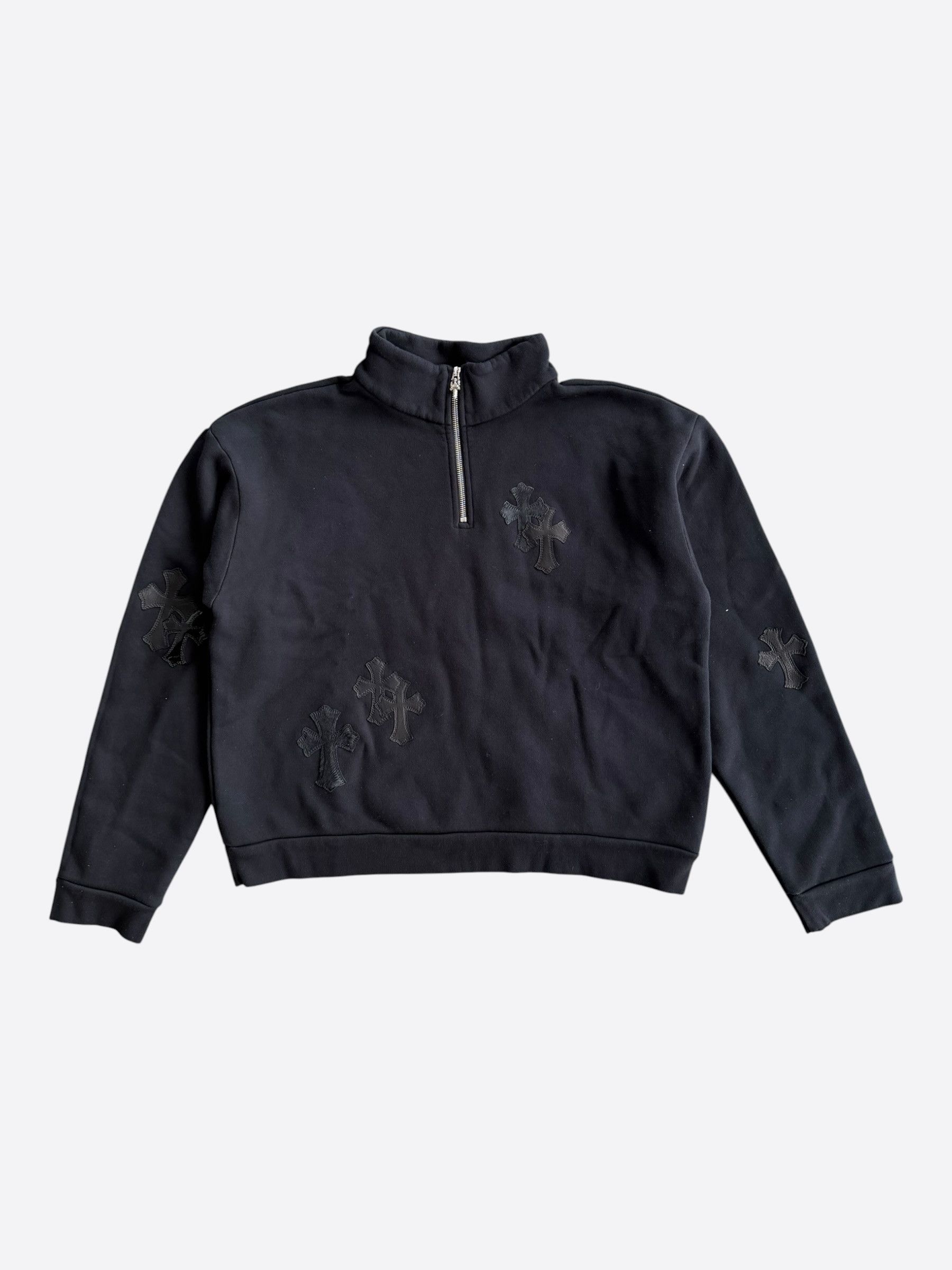 Chrome Hearts Chrome Hearts Black Cross Patch Quarter Zip Sweater Size US L / EU 52-54 / 3 - 1 Thumbnail