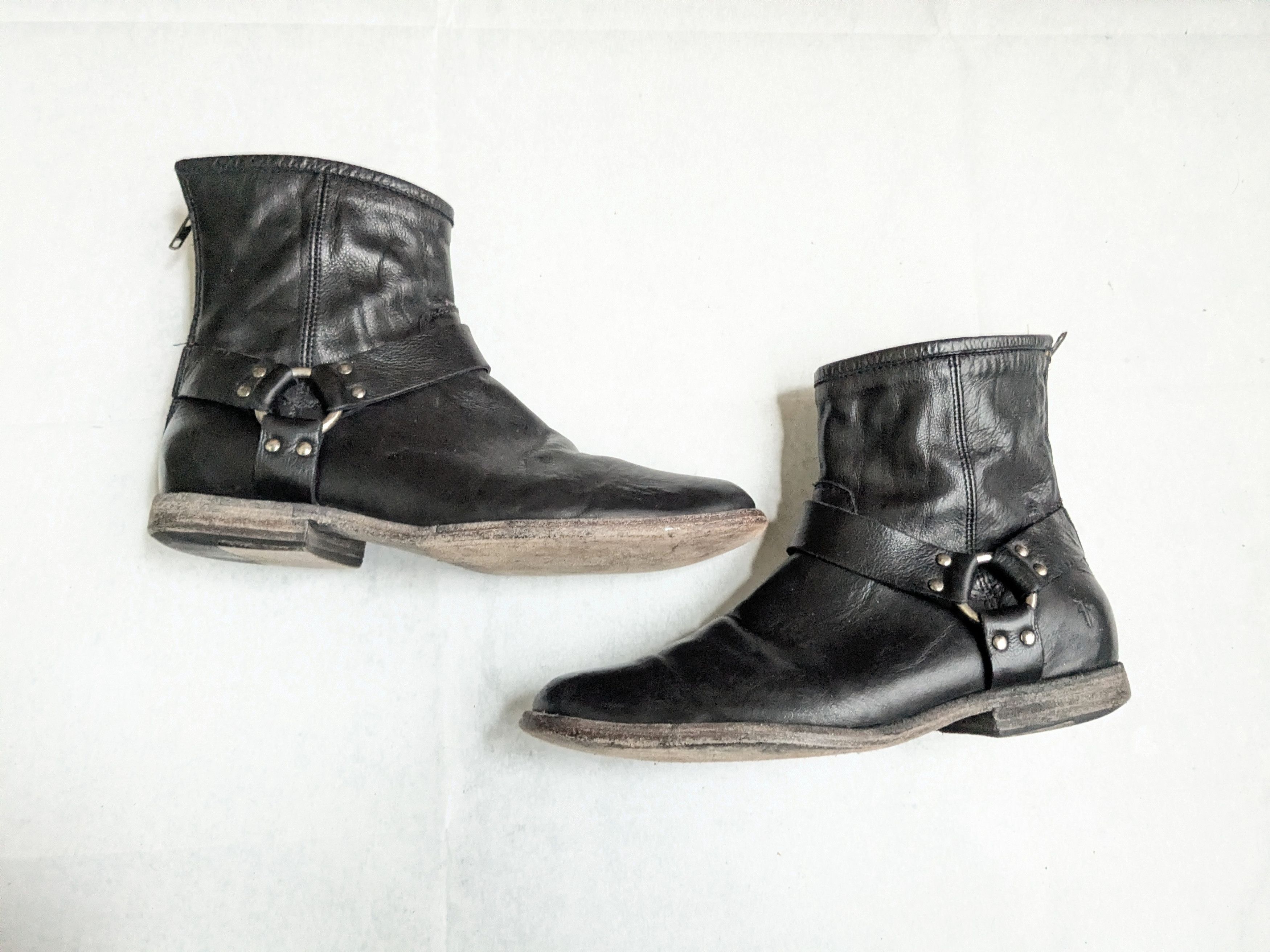 Frye Frye Harness Boots Black 10.5 D Back Zip Straps Size US 10.5 / EU 43-44 - 1 Thumbnail
