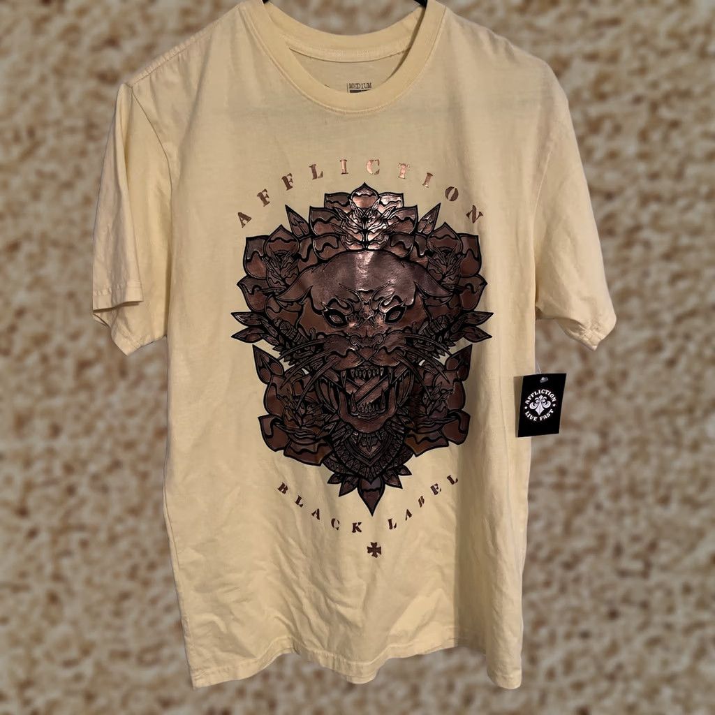 Affliction Affliction Black Label Tiger Design T-Shirt Yellow S/S Men's Medium Size US M / EU 48-50 / 2 - 1 Thumbnail