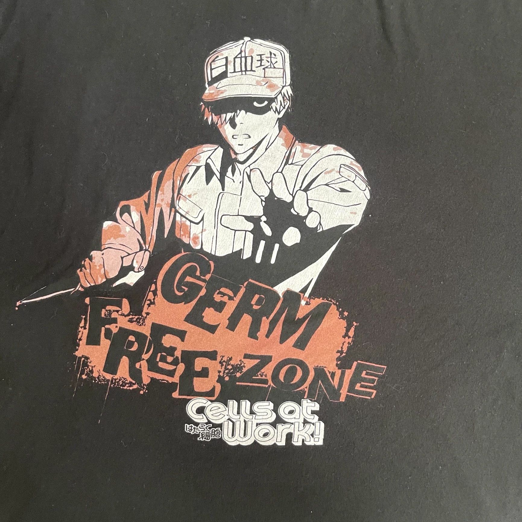 Vintage Cells At Work Anime T-Shirt Mens XL Black Germ Free Zone Japanese Y2K Emo Goth Size US XL / EU 56 / 4 - 4 Thumbnail