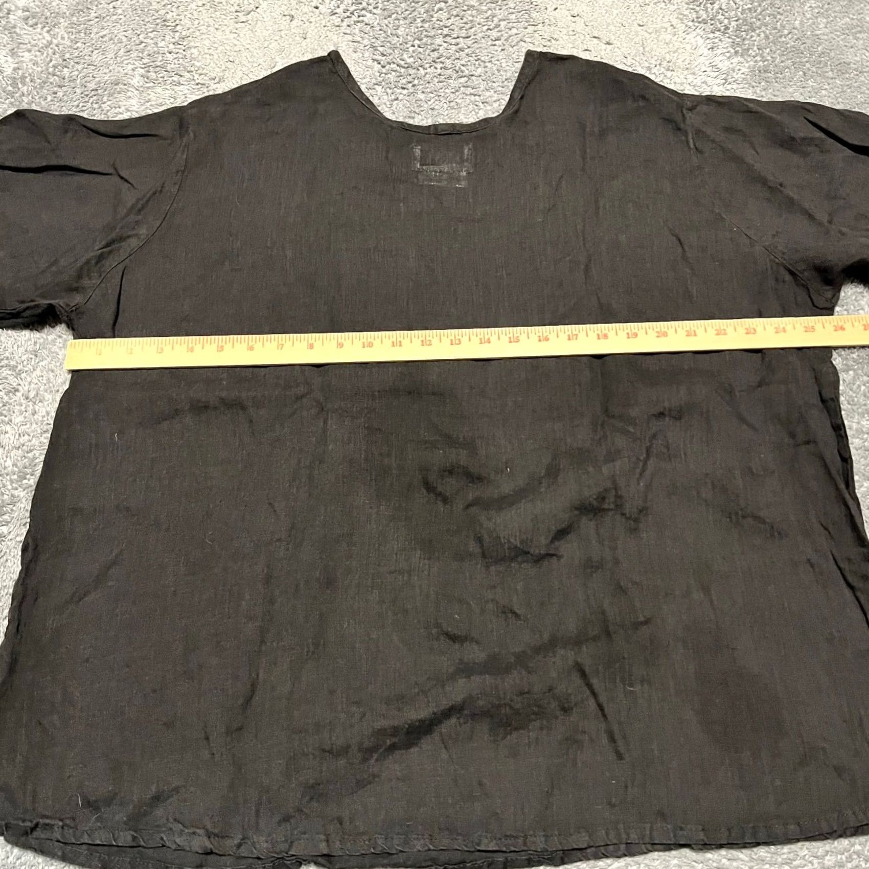 FLAX Flax Linen Shirt Womens Large Black Baggy Ahort Sleeve Size L / US 10 / IT 46 - 4 Thumbnail