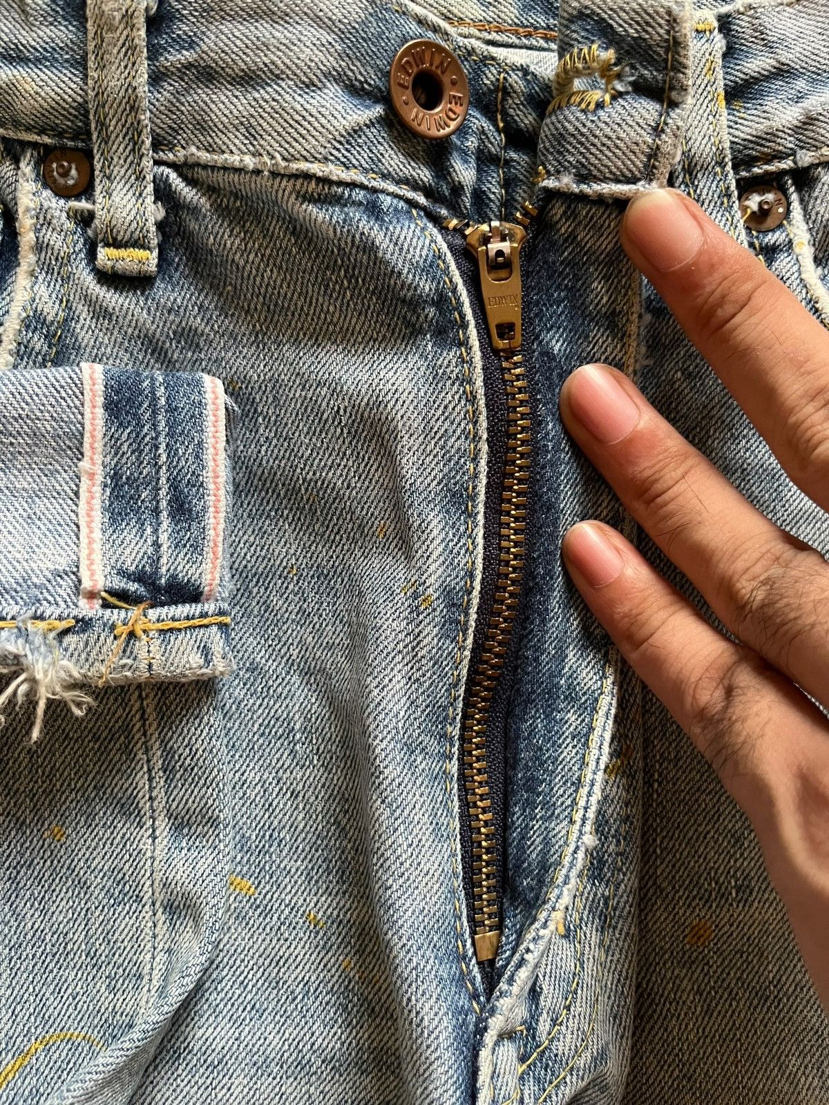 Edwin Vintage Japanese Edwin 505 Selvedge Painted Splatter Jeans Size US 26 / EU 42 - 4 Thumbnail