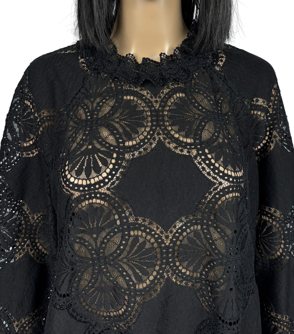 Sezane Sezane Lace Pattern Mock Neck Blouse Cotton size 44 Size L / US 10 / IT 46 - 5 Thumbnail