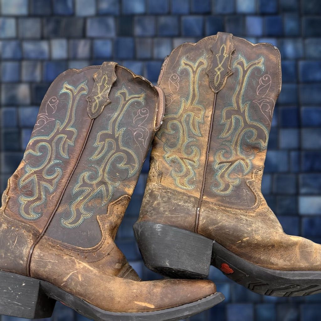 Justin Boots Justin DURANT Brown Leather Square Toe Pull On Western Boots Women’s Size 9 B Size US 9 / IT 39 - 1 Thumbnail