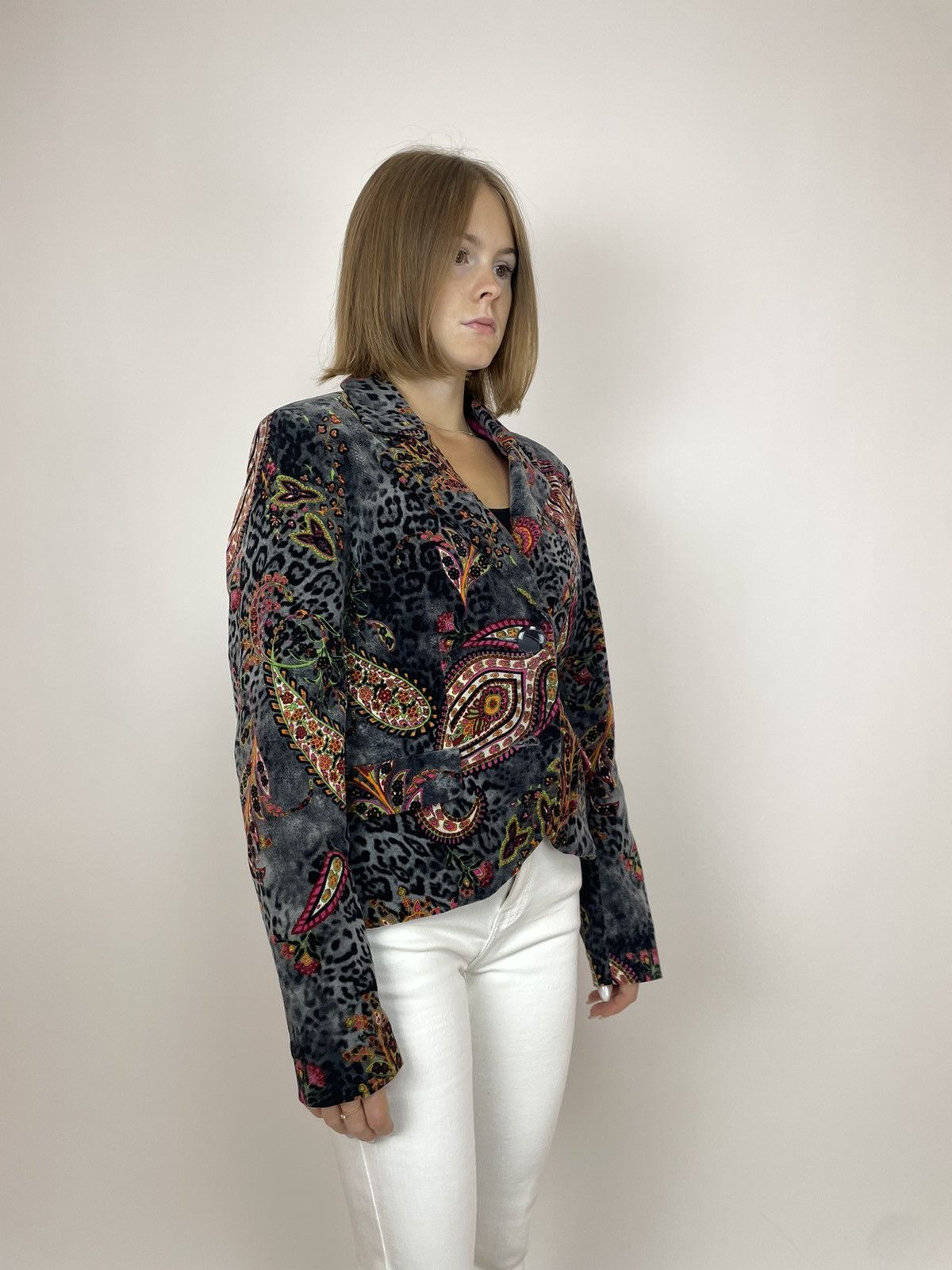 Carlo Colucci × Vintage CARLO COLUCCI Blazer jacket Bohemian cucumber pattern Womens Size XS / US 0-2 / IT 36-38 - 4 Thumbnail