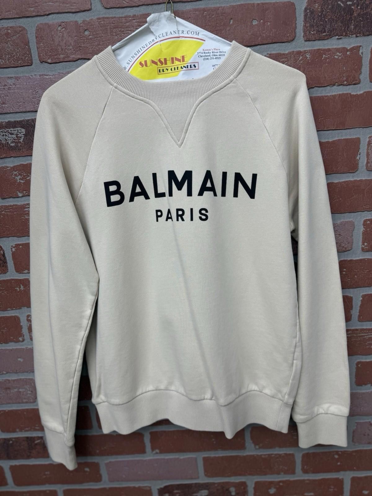 Balmain Balmain Beige Printed Logo Sweatshirt Size Small $750 Retail Size S / US 4 / IT 40 - 4 Thumbnail