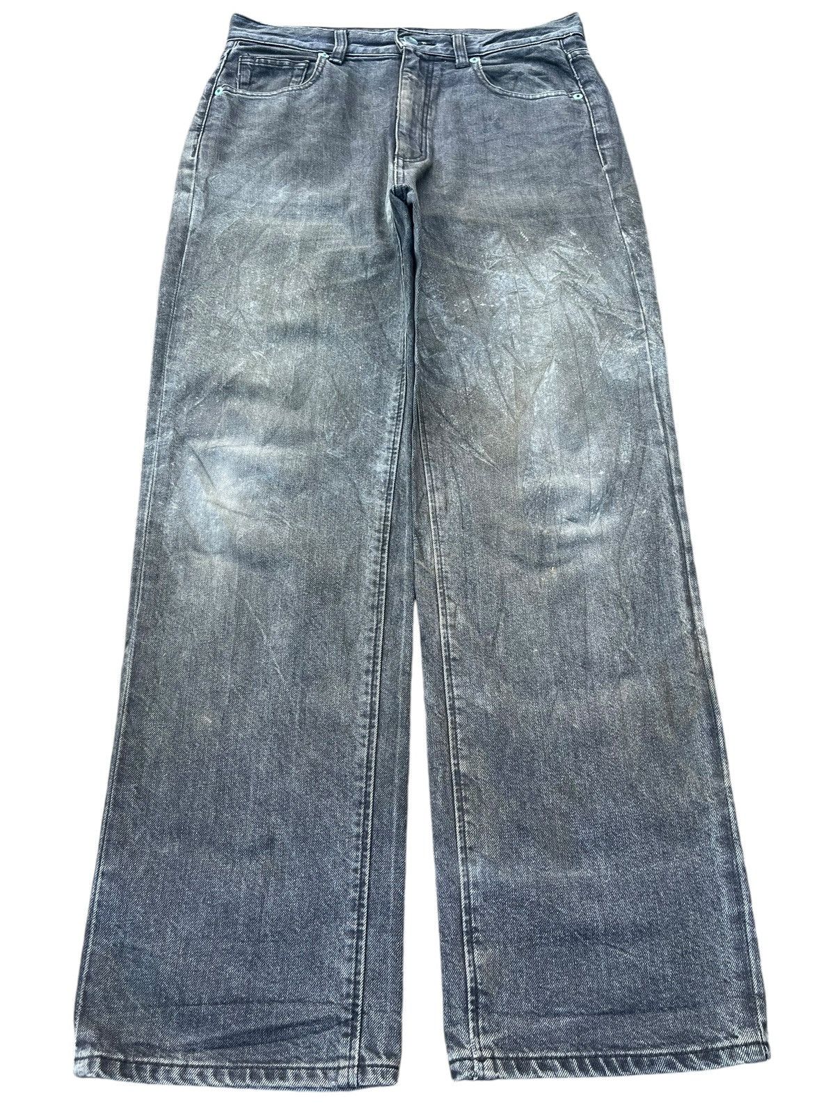Japanese Brand Vintage Spliced Dirty Mud Washed High Rise Loose Fit Jeans Size US 29 - 1 Thumbnail