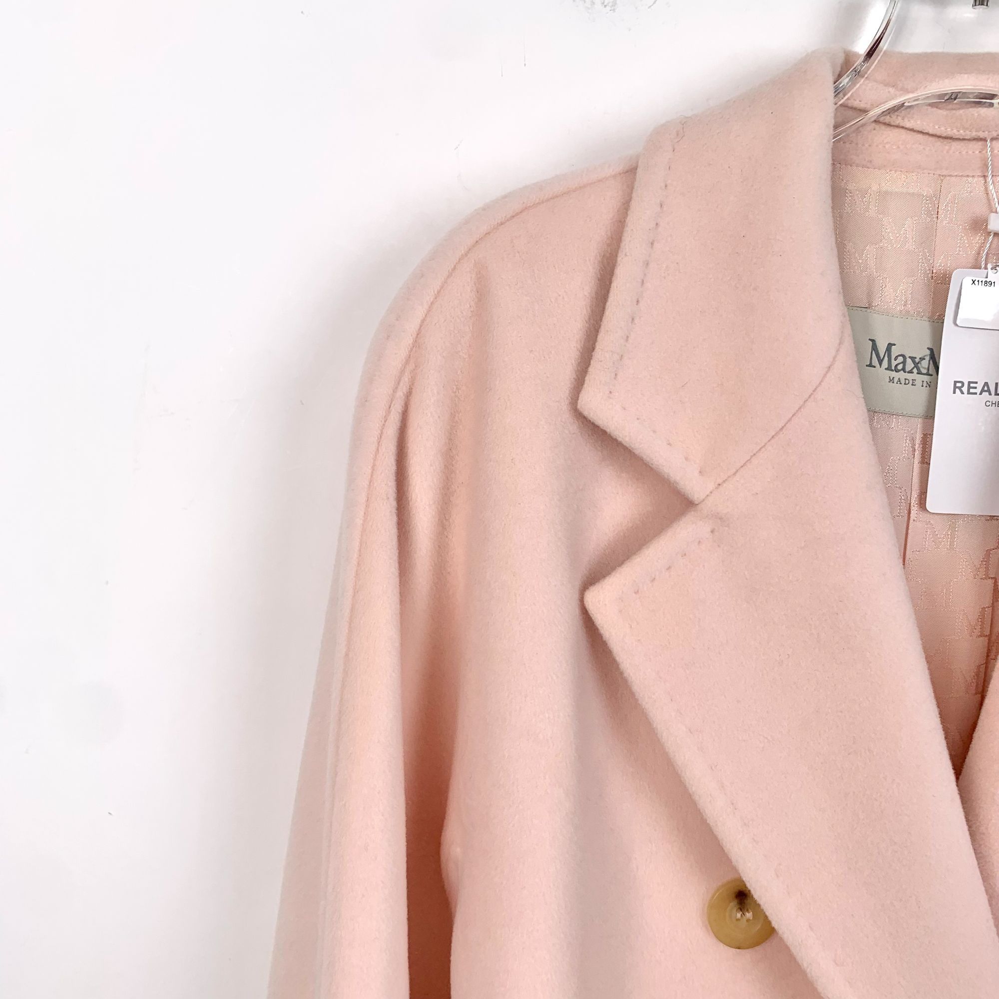 Max Mara MaxMara Soft Pink Wool-Blend Double-Breasted Long Coat Size XS / US 0-2 / IT 36-38 - 3 Thumbnail