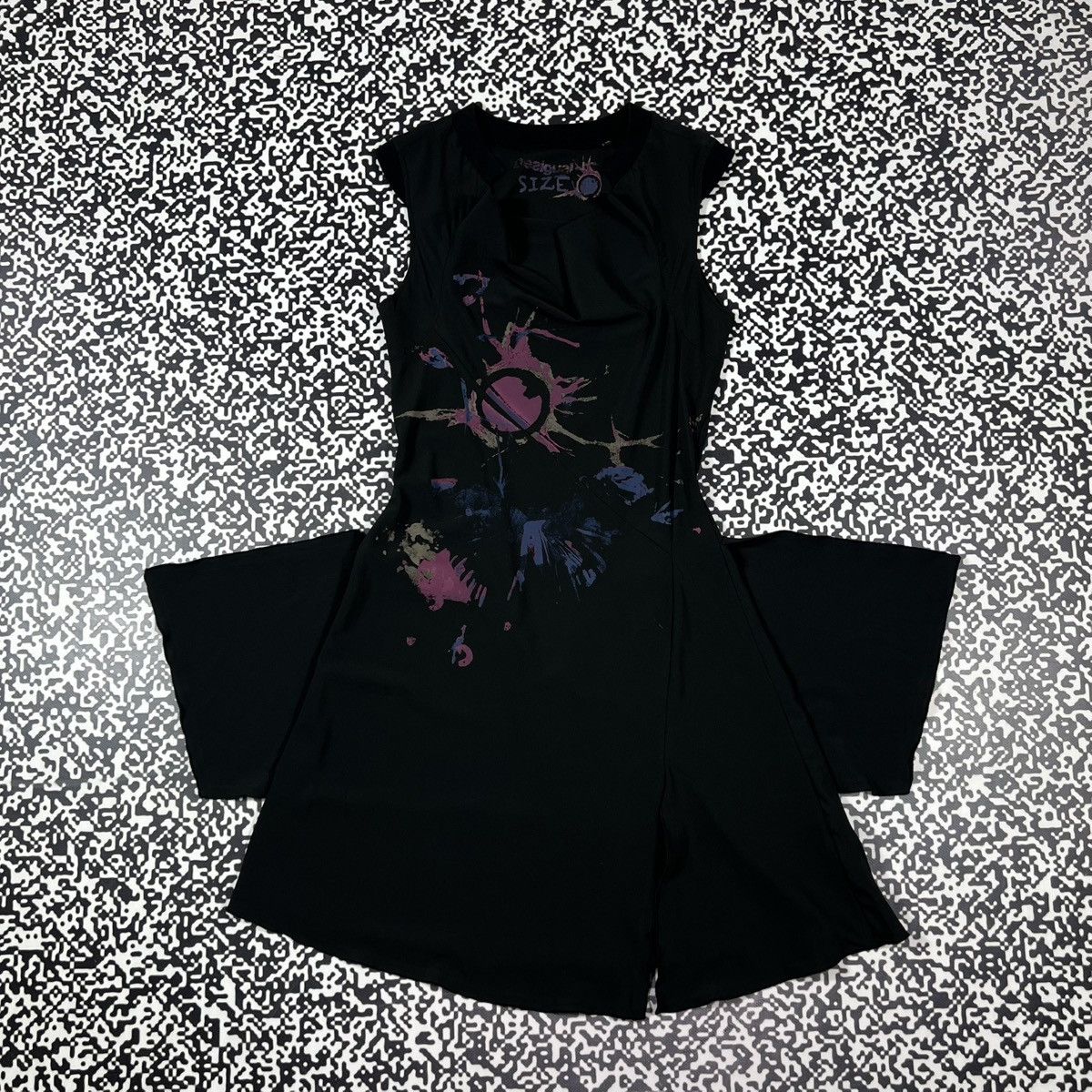 Desigual Vintage Y2K Desigual Painted Abstract Print Flared Dress Size M / US 6-8 / IT 42-44 - 4 Thumbnail