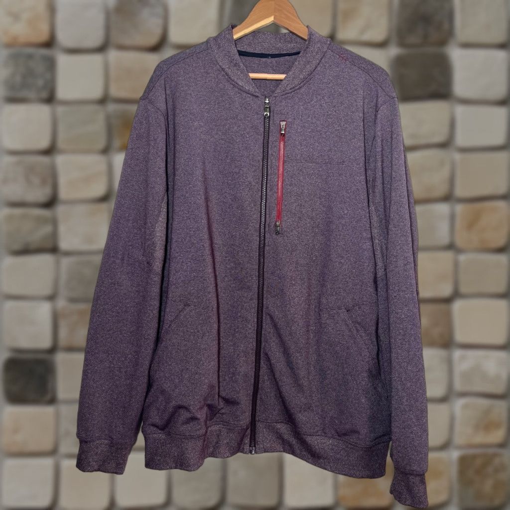 Lululemon Lululemon Men's Six Pack Jacket Full Zip Heathered Black Cherry 2XL Sweatshirt Zip Pockets Athletic City Sports Size US XXL / EU 58 / 5 - 1 Thumbnail
