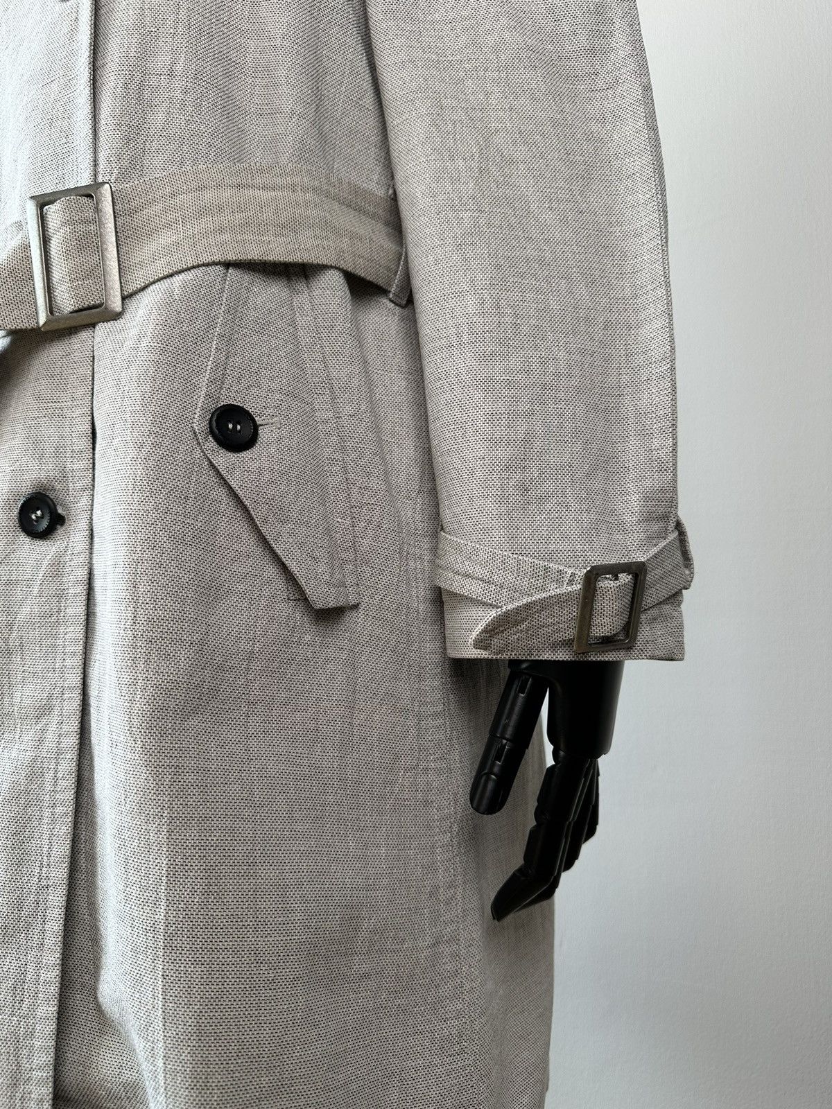 hannes roether HANNES ROETHER Linen Double-Breasted Trench Coat Avant Garde Size M / US 6-8 / IT 42-44 - 7 Thumbnail