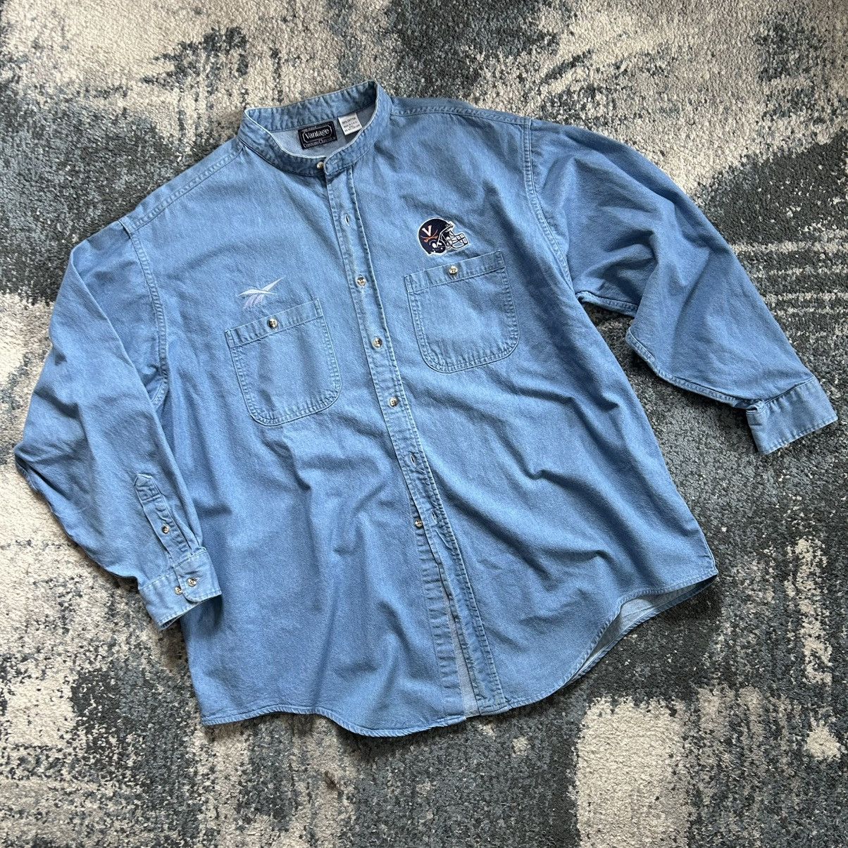 Reebok 90s UNiVERSiTY of ViRGiNiA CAVALiERS FOOTBALL DENiM MANDARiN Size US XXL / EU 58 / 5 - 4 Thumbnail