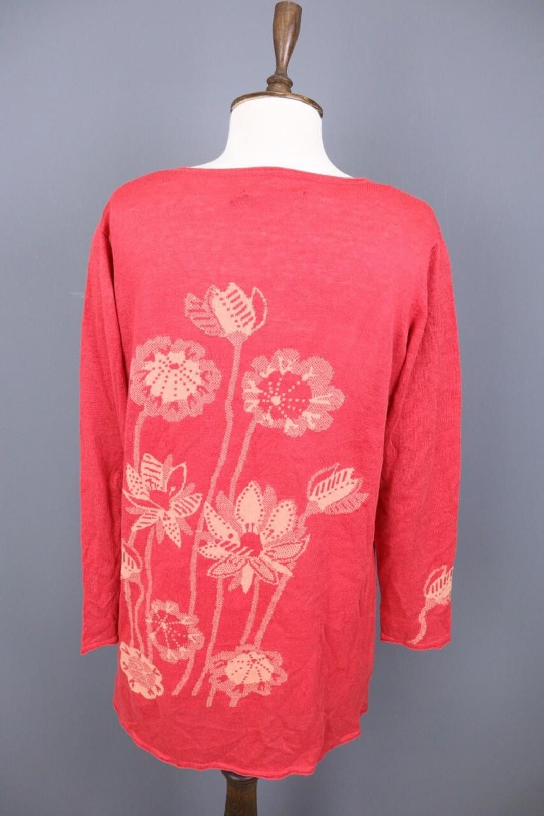 Designer Gudrun Sjoden Red Floral Midi Tunic Sweater Dress Size M Size M / US 6-8 / IT 42-44 - 9 Thumbnail