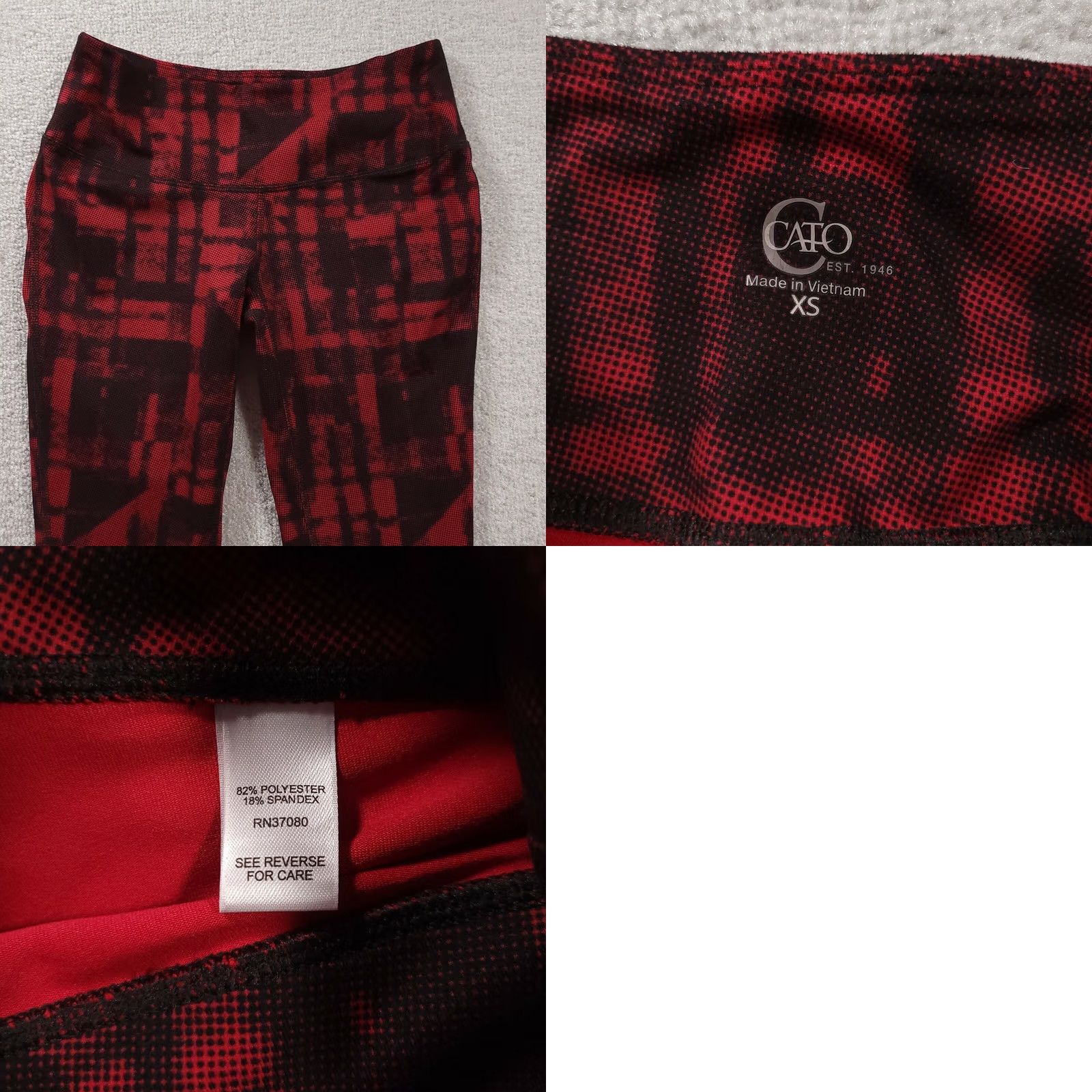 Vintage Cato Active Pants Leggings Red Black Heartthrob Size XS Womens Size 26" / US 2 / IT 38 - 8 Thumbnail