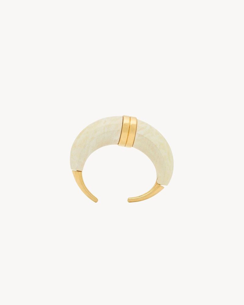 Saint Laurent Paris o1bcso1str0226 Size:S/Horn Cuff In Resin in White Size ONE SIZE - 2 Thumbnail