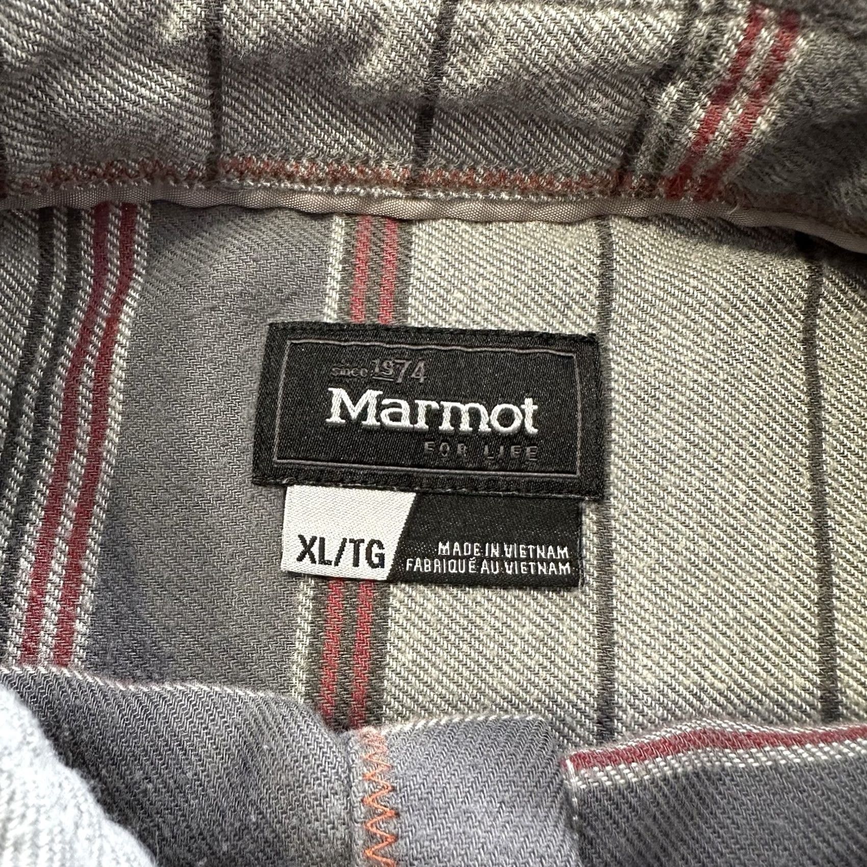 Marmot Marmot Shirt Mens XL Long Sleeve Button-Up Gray Striped Flannel Midweight Cotton Polyester Size US XL / EU 56 / 4 - 3 Thumbnail