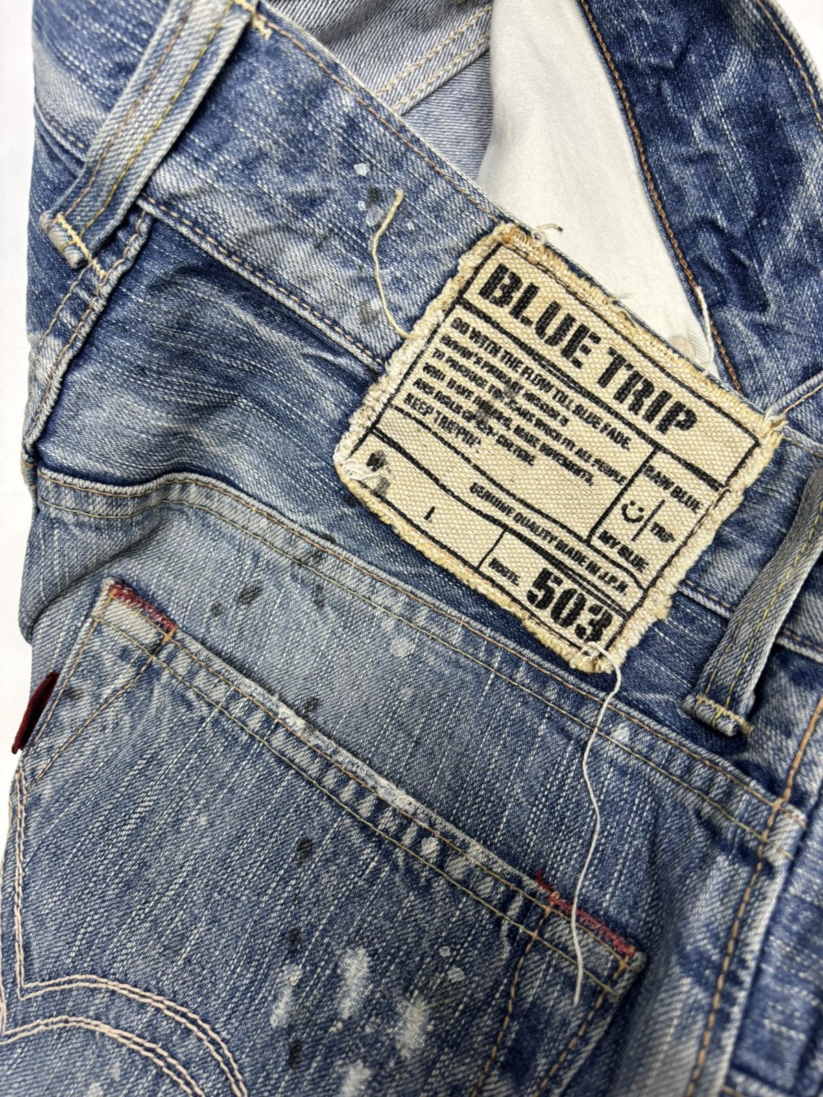Kapital 🔥EDWIN 503 BLUE TRIP PAINTER DISTRESSED DENIM JEANS Size US 31 - 9 Thumbnail