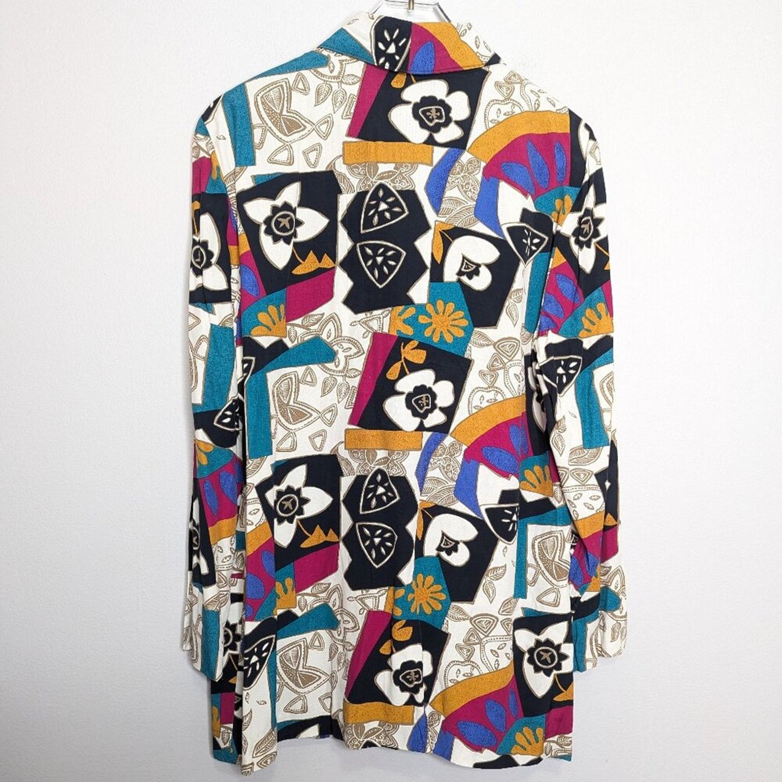 Vintage Vintage 80's Bright Geometric Pop Art Pattern Blazer Pockets Size L / US 10 / IT 46 - 3 Thumbnail