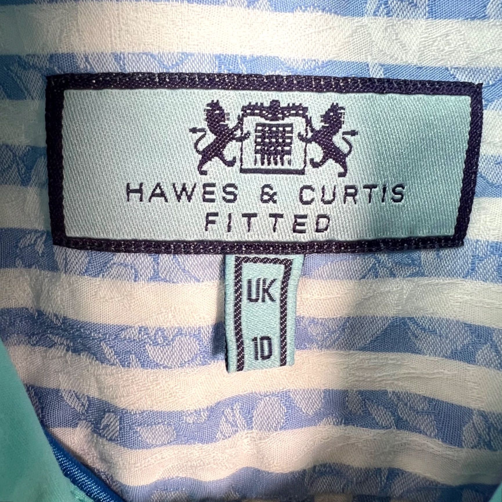 Vintage Hawes & Curtis Womens Size 10 UK Blue & White Striped Fitted Button-Down Shirt Ladies Casual Shirt Size L / US 10 / IT 46 - 3 Thumbnail