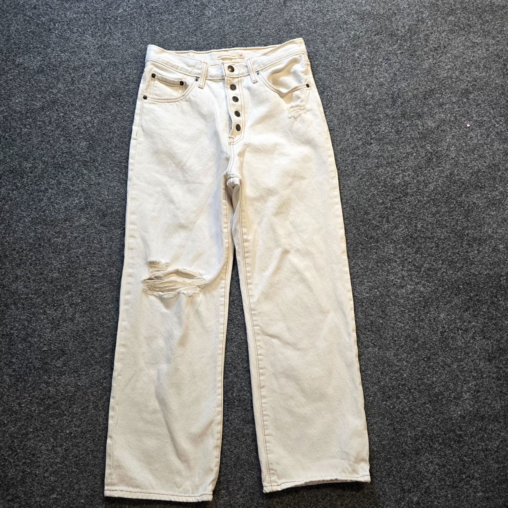 Levi's Levi's Jeans Womens Size 28 White Ribcage Straight Ankle Button Fly Casual 90s Retro Womens Size 30" / US 8 / IT 44 - 2 Thumbnail