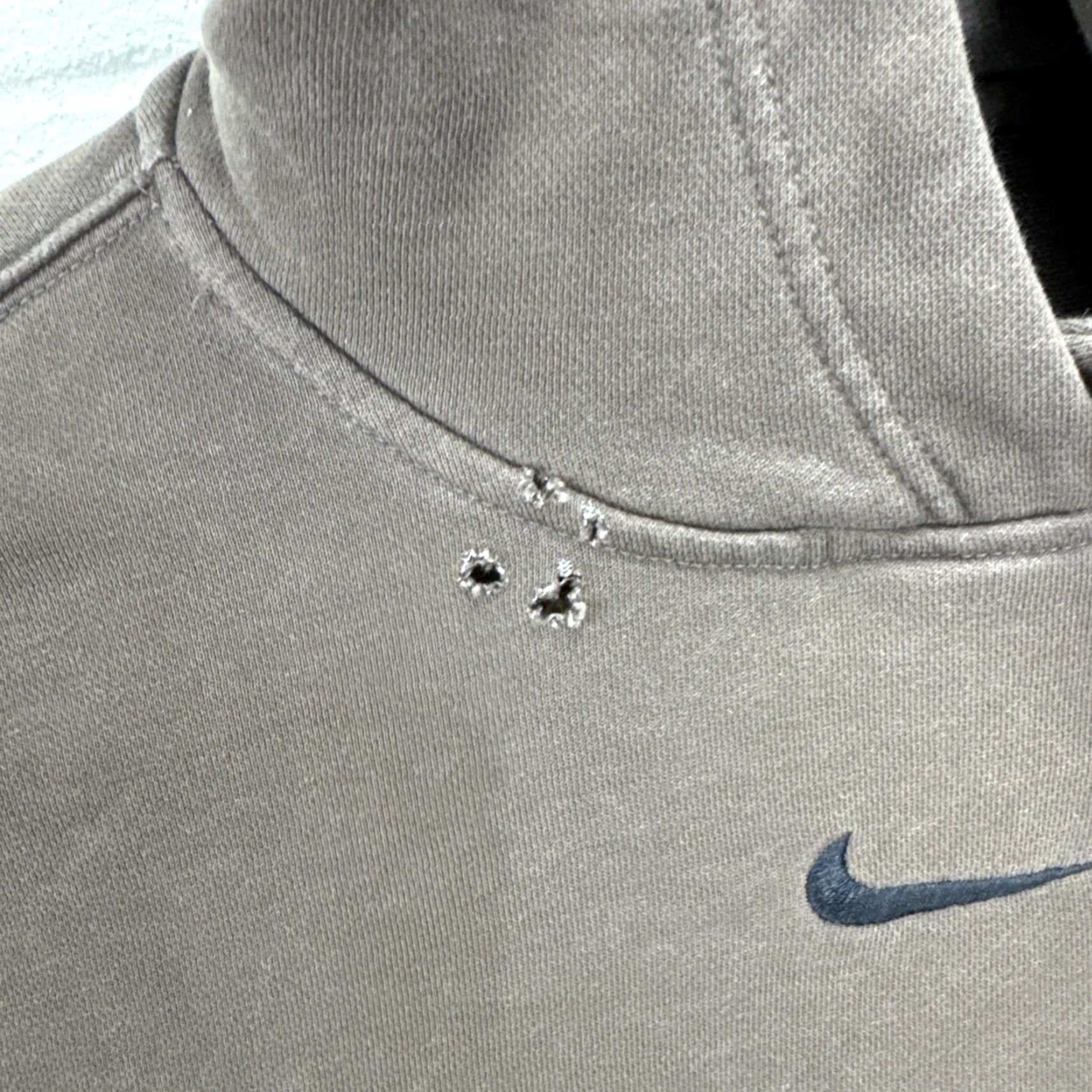 Nike Hoodie Women S Brown Center Swoosh Travis Scott Distressed Embroidered Oversized Crewneck Pullover All Seasons Casual Travel 80s 90s Retro Washed